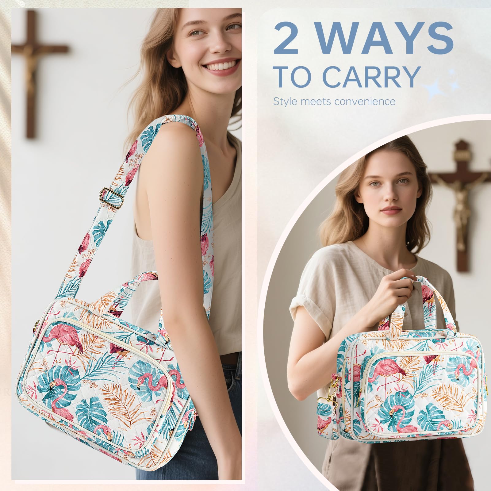 Funda de la Biblia para mujer, suministros de estudio de la Biblia, artículos esenciales para el campamento de la iglesia, regalos cristianos para mujeres, kit de diario, funda acolchada grande para