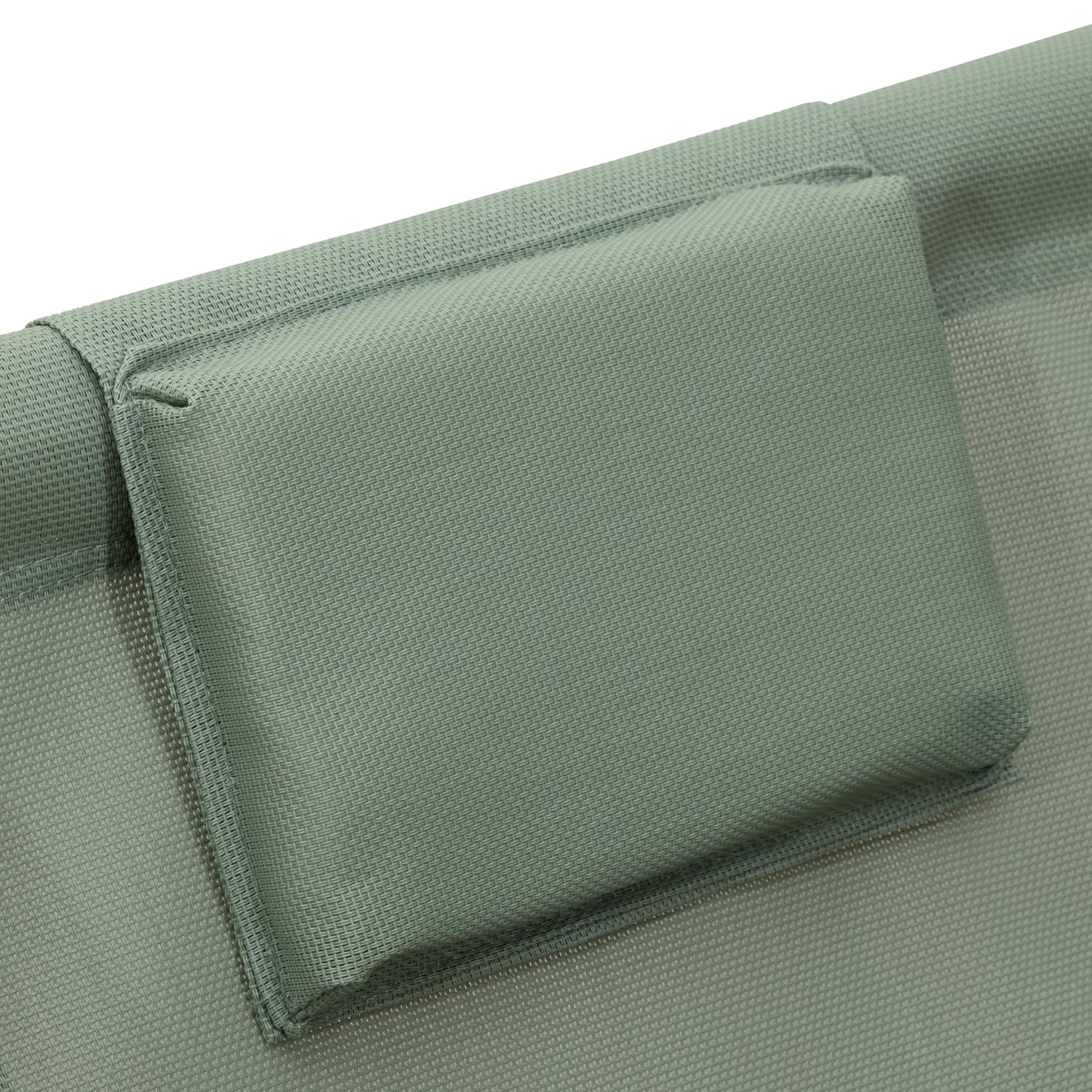 Happy Garden Lot de 2 chiliennes Cyprus en textilène et Structure en Aluminium Vert Sauge - Équipés de Coussins Repose-tête, Confort et Relaxation - Idéal pour Jardin, Terrasse et Patio