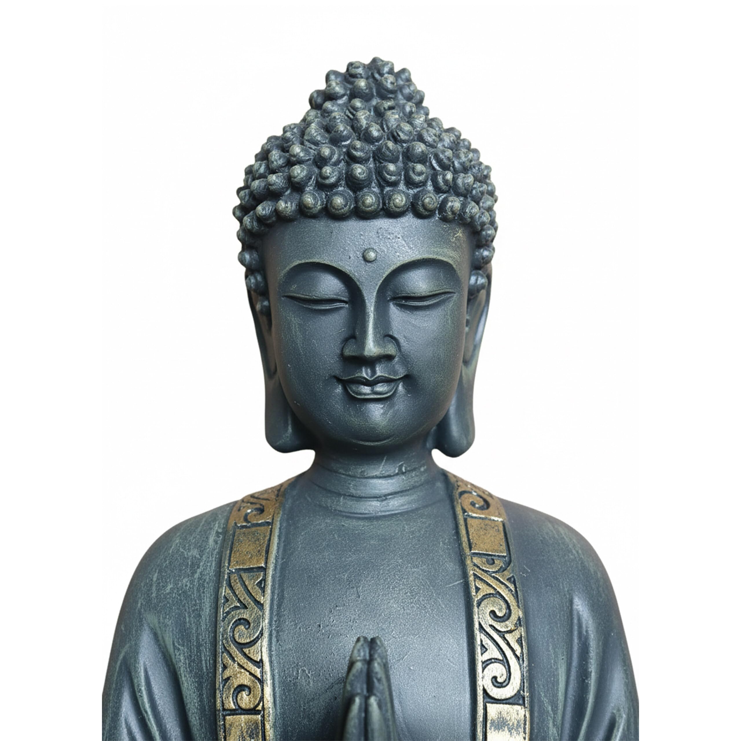 Relaxdays Statua di Buddha in Preghiera, 38 cm, Giardino e Soggiorno, Resistente alle intemperie