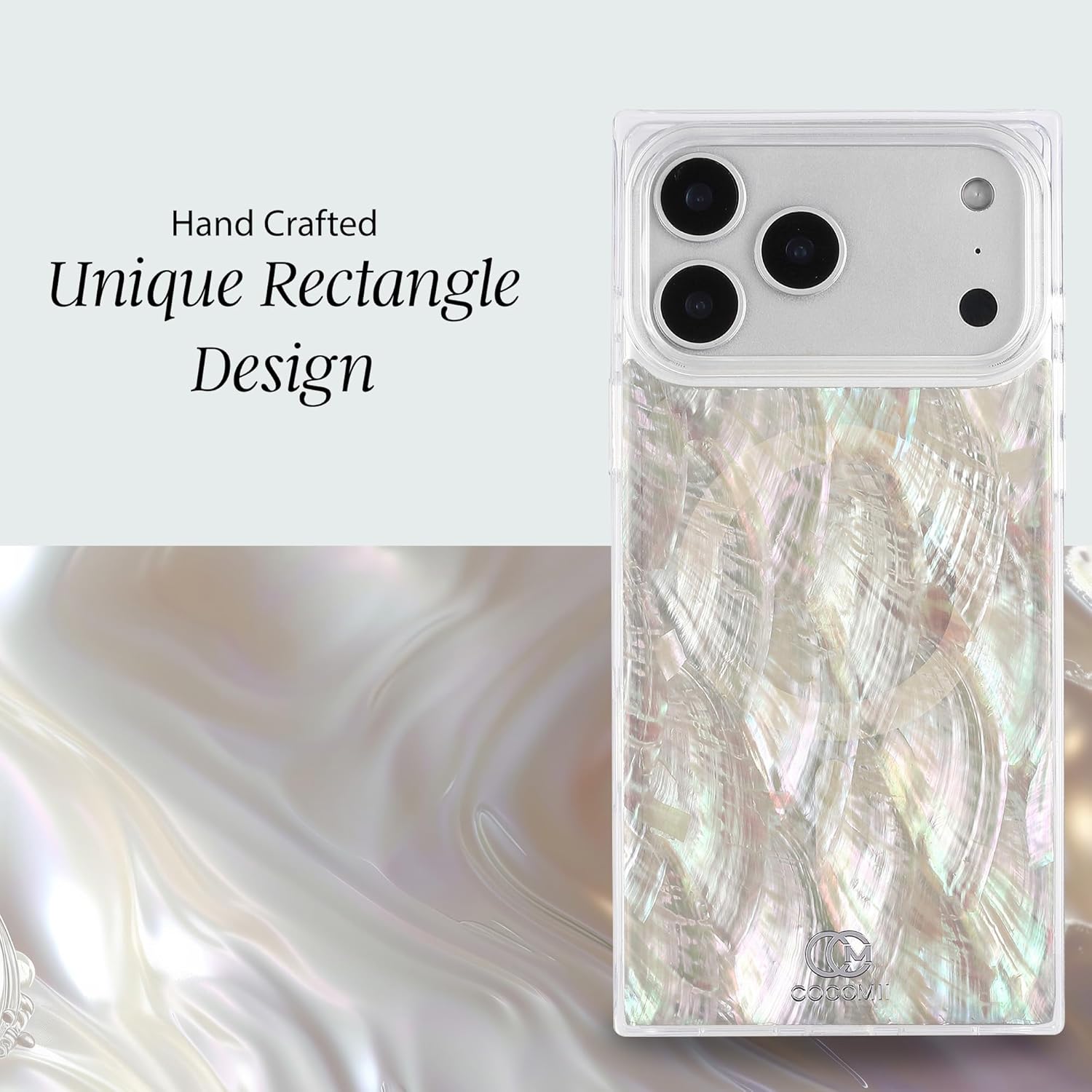 COCOMII Rectangle Case for iPhone 17 Pro Max, Compatible with MagSafe, Natural Real Mother of Pearl