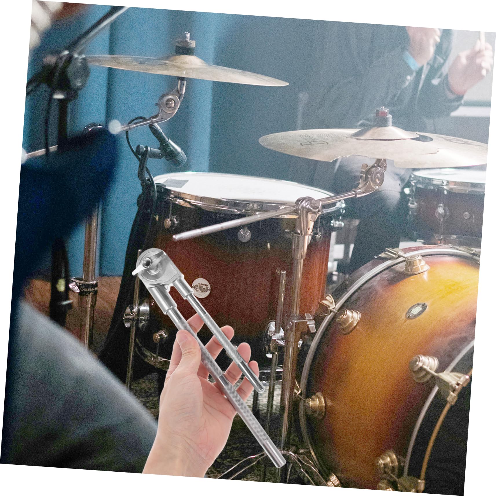 Robuste mit Zuverlässiger Halterung Kuhglockenklemme aus Metall für Schlagzeug Trommelhalterung Vielseitig Einsetzbar Silberfarbene bei Musikaufführungen
