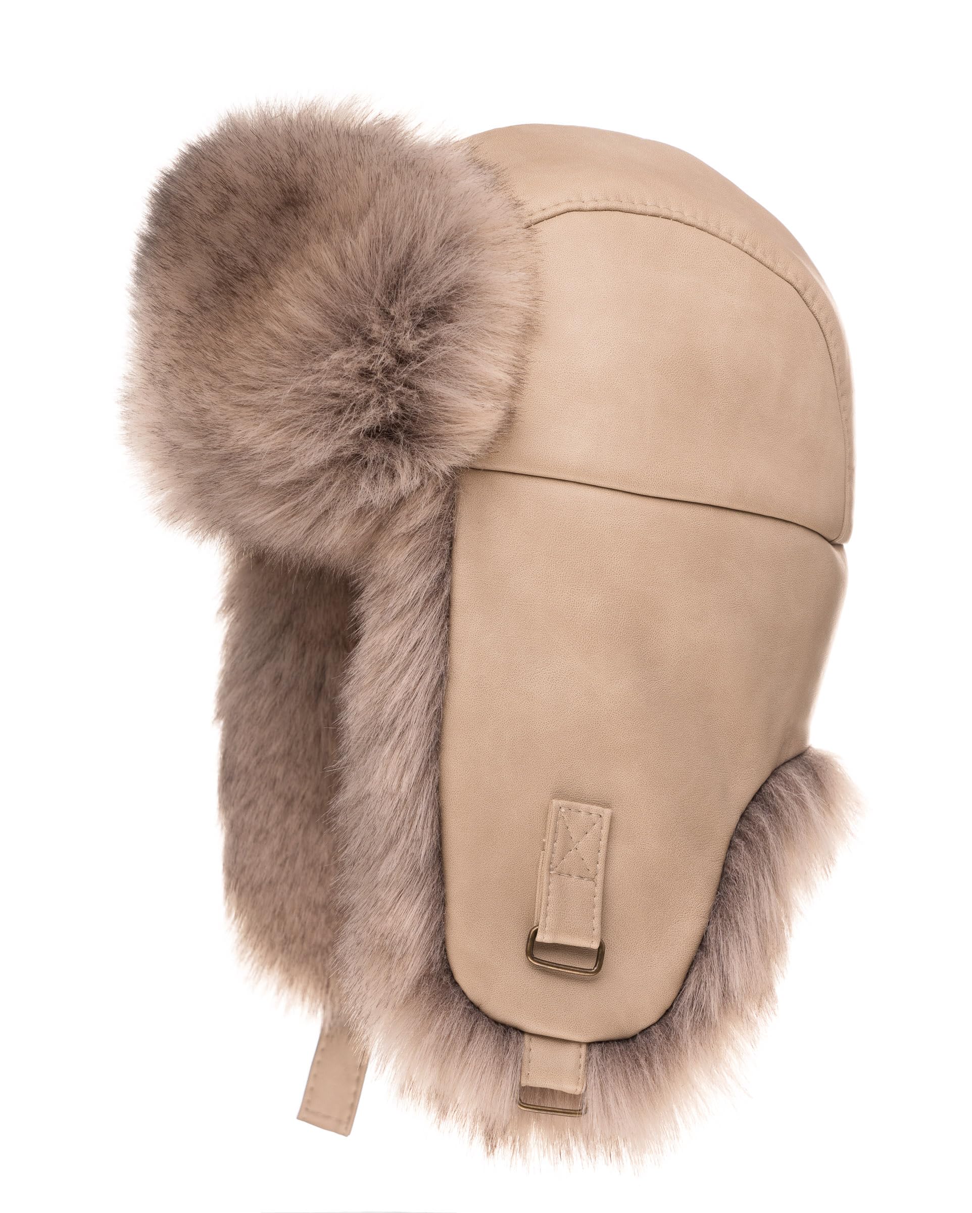 Futrzane Cappello di Pelle con Paraorecchie - Berretto Donna Aviatore Pelliccia