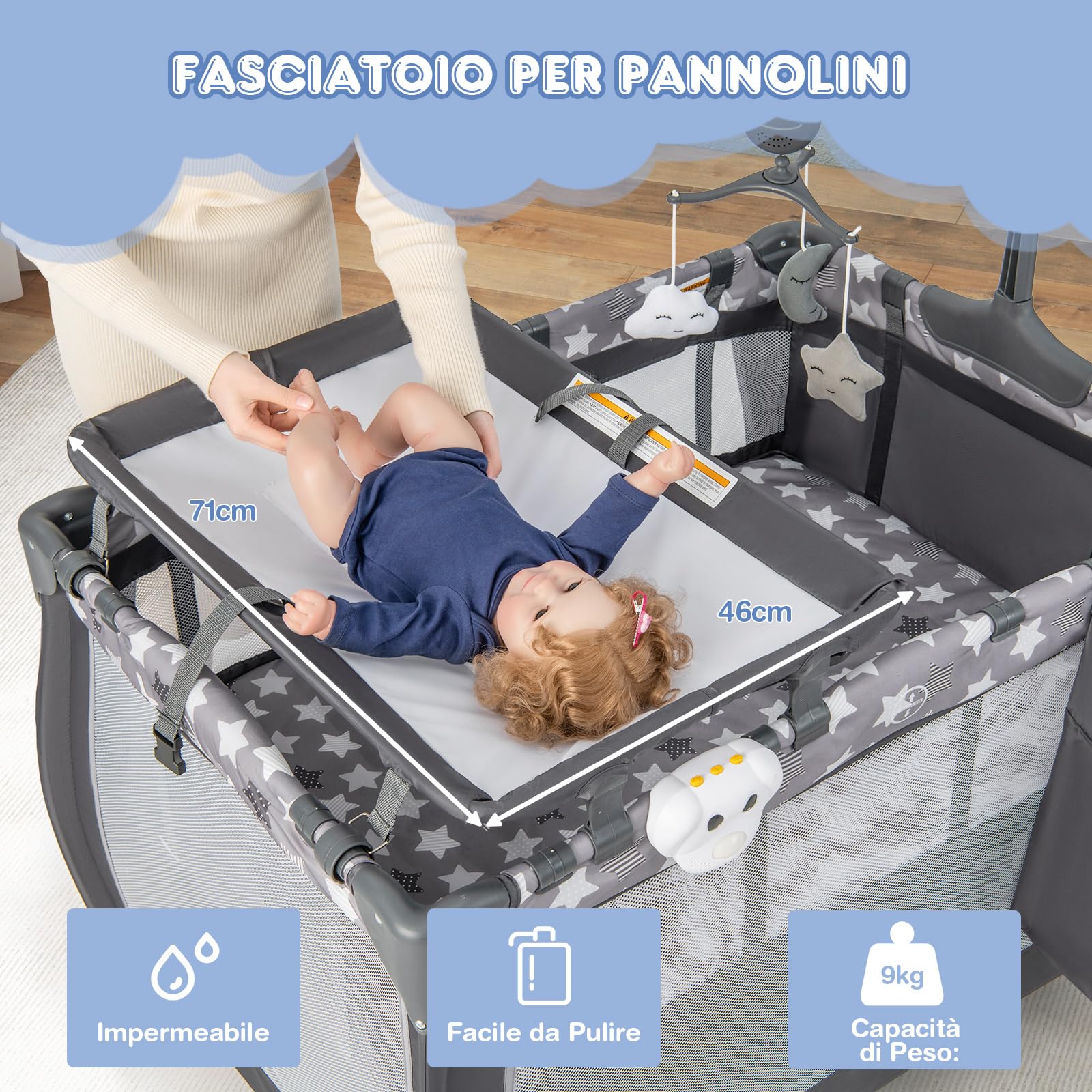 Lettino 4 In 1 Per Neonati 0-36 Mesi - Culla, Fasciatoio, Box E Lettino Da Viaggio - Foto 2