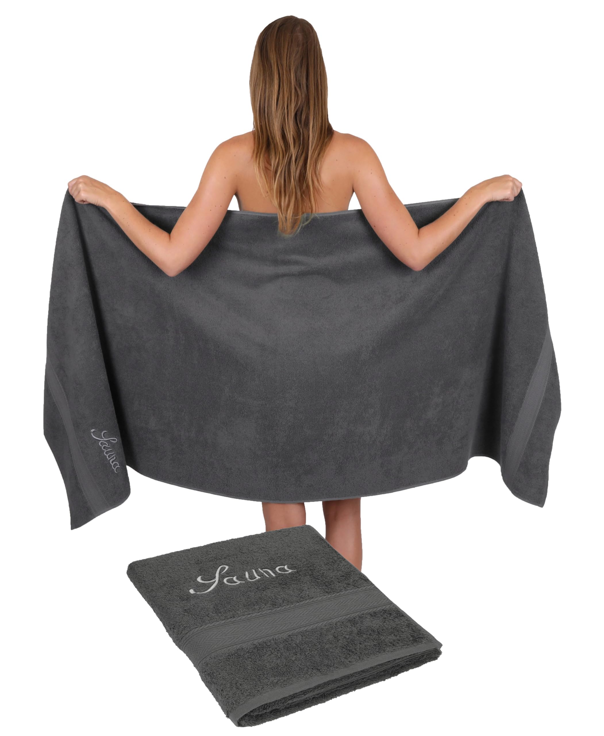 Betz. Set di 2 asciugamani da sauna telo da sauna FRANCE 100% cotone misure 80 x 200 cm antracite