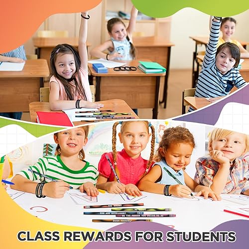 Miniatura 4 de Sabary Juego de 48 pulseras de silicona inspiradoras con lápices motivacionales, con cita motivacional, para regalos de Navidad (fondo negro)