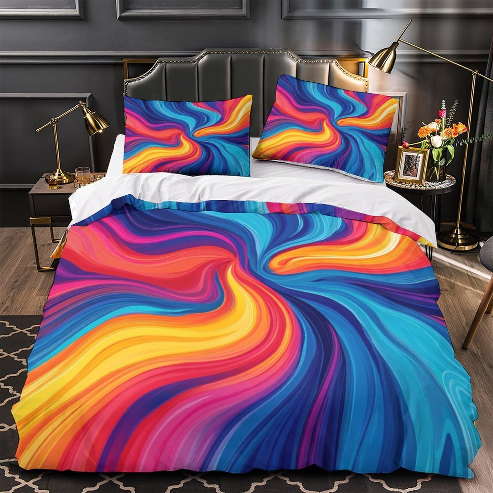 Housse de couette Yorkshire 220x240 en microfibre douce avec parure de lit 3D