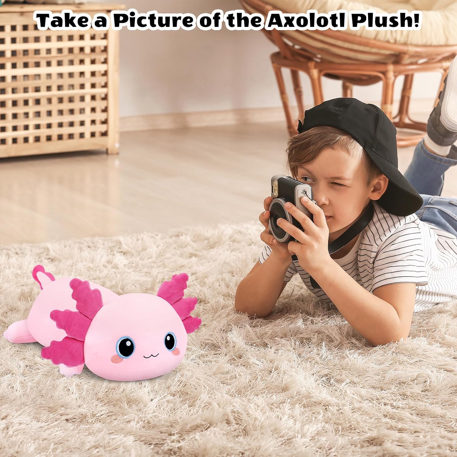 Weighted Axolotl Stuffed Animals, Cute Weighted Axolotl Plush, Soft Stuffed Weighted Plush Pillow Gifts for Kids Adult(23.6" 3.1Lbs)
