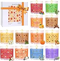 Furnizone 12 Pack Fall Scented Soy Candles - Pumpkin Harvest, Vanilla Cake, Caramel & Lavender - Mini Gift Set for Home, Halloween, Christmas