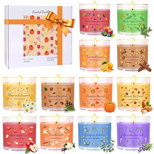 Christmas Scented Candles Gift Set, Bulk Christmas Gifts Small Candles 8 Pack, Christmas Gifts for Coworkers Women Mom, 2.5oz Portable Candle Set for Birthday Thanksgiving Christmas Decorations