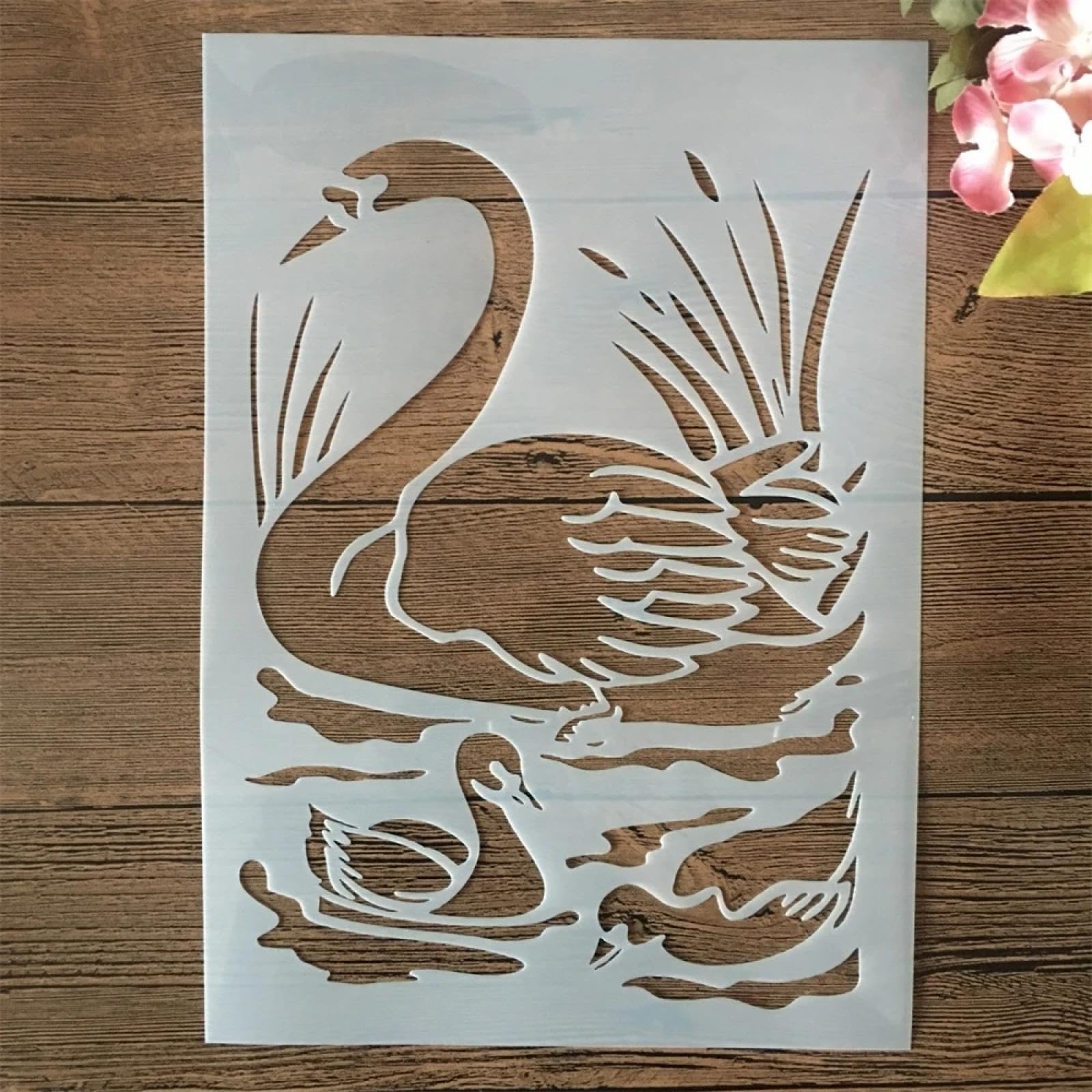 Lot de 8 pochoirs réutilisables pour peinture sur bois, format A4, 29 cm, grue, flamant, cygne, oiseau, travaux manuels, toile, papier, tissu, meubles – Pochoirs pour peinture sur murs