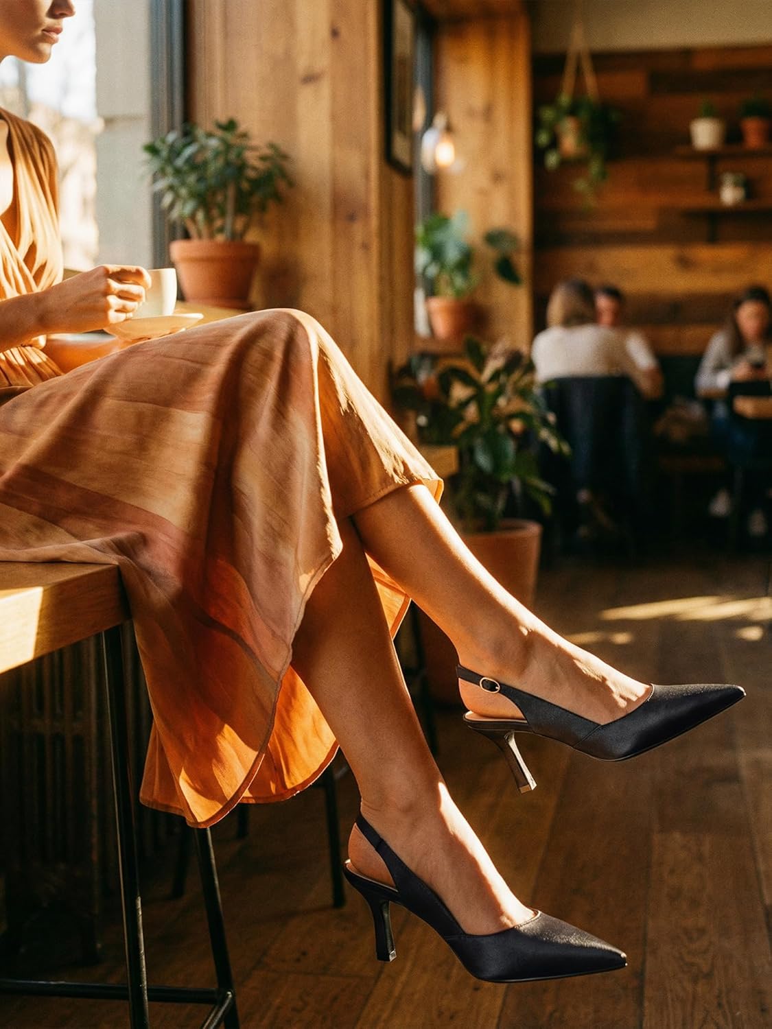 Women's Slingback Kitten Heels Closed Pointed Toe Pumps Wedding Party Dress Shoes - Image 3