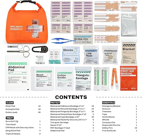 Miniatura 3 de RHINO RESCUE Kit de primeros auxilios para barco impermeable, bolsa seca ligera, accesorios para barco, suministros de supervivencia marina de