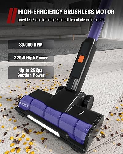 Miniatura 2 de VacLife Aspiradora inalámbrica para el hogar, aspiradora recargable con fuerte succión para pelo de mascotas, alfombras y suelos duros, tiempo de