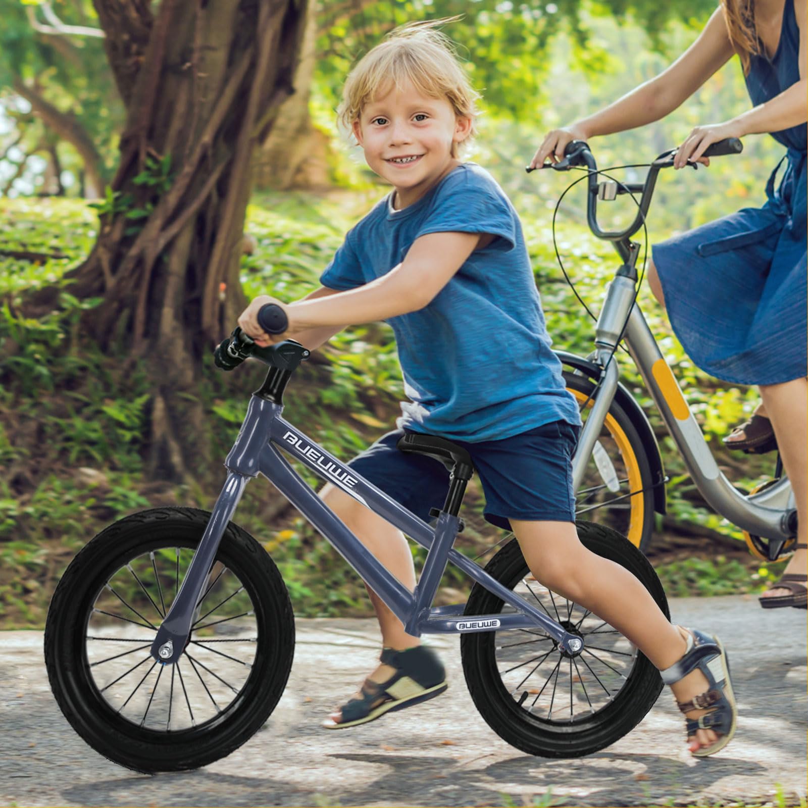 GASLIKE 16 Inch Balance Bike for Big Kids Ages 4-8 Years Old Boys and Girls, No Pedal Sports Training Bicycle, Adjustable Seat Pneumatic Tires Quick Assembly, Blue