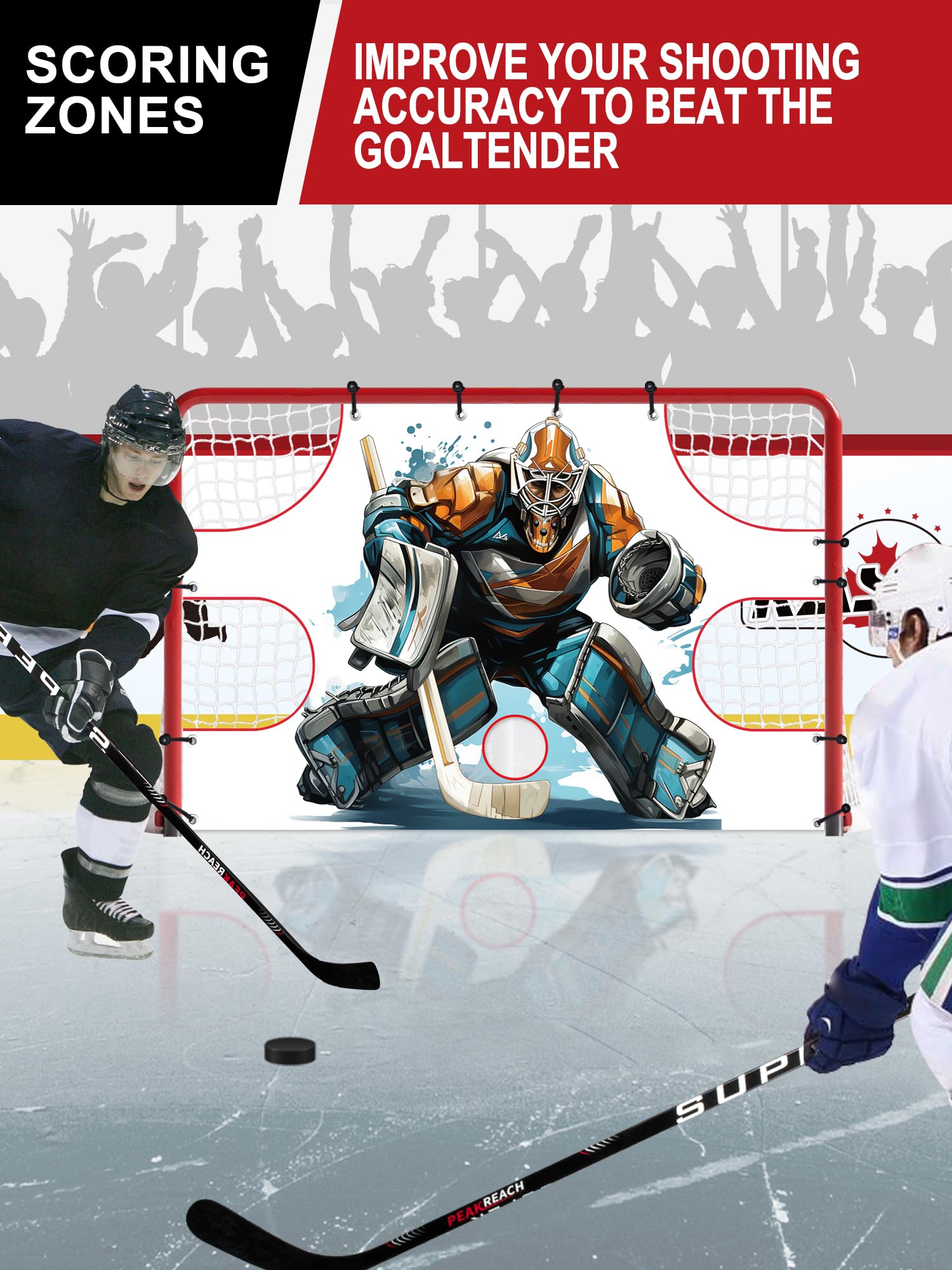 Kasifei Bâche de tir de hockey, filet de hockey, cible de gardien de but, cible de hockey pour l'entraînement de précision de tir, équipement d'entraînement de hockey