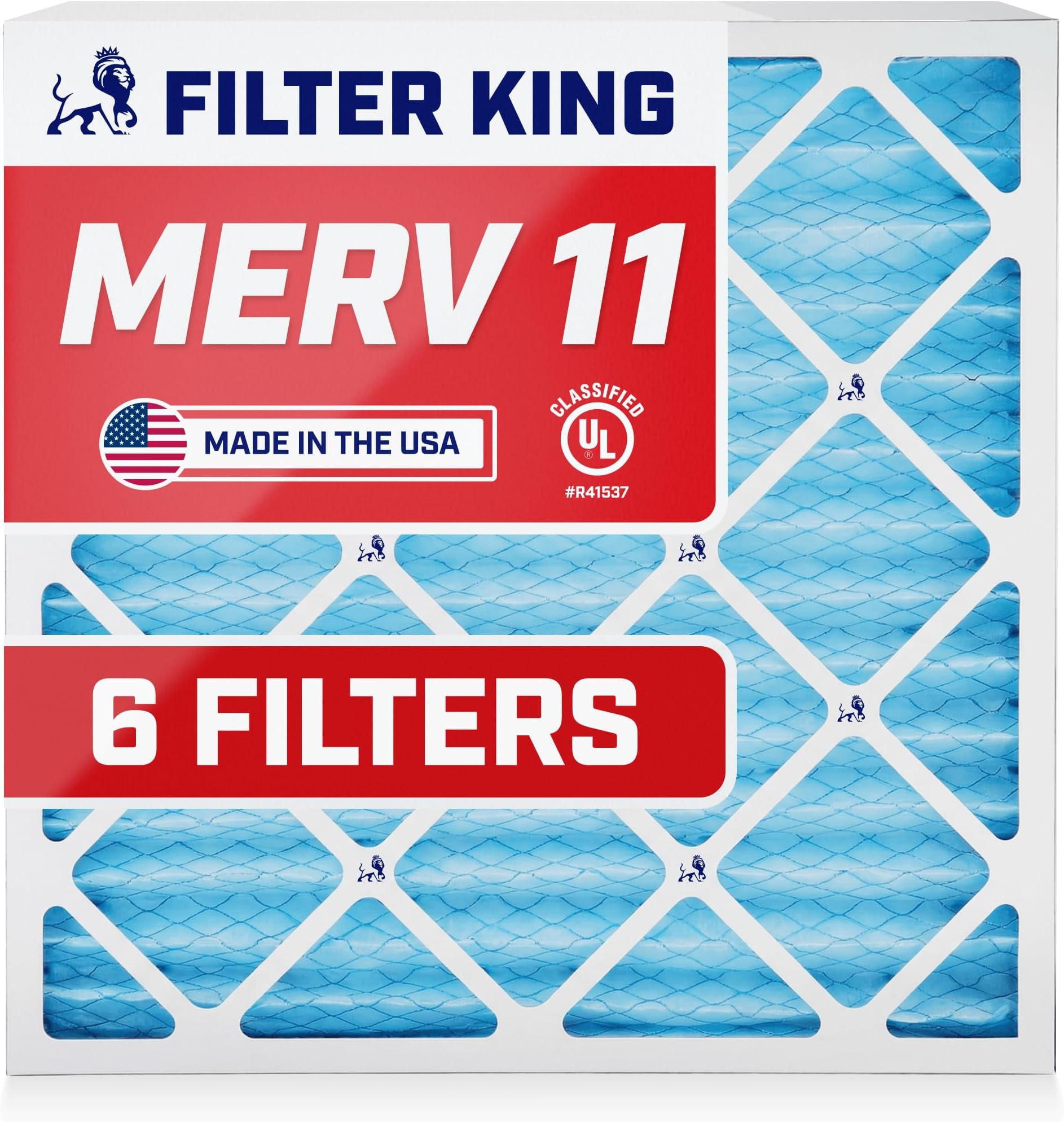 - Filter King 30x30x1 Air Filter (MERV 11) (6-Pack) Dust & Allergy Control AC Furnace Filters, MADE IN USA, HVAC, Pleated, Electrostatic (Actual Size: 29.5 x 29.5 x .75)