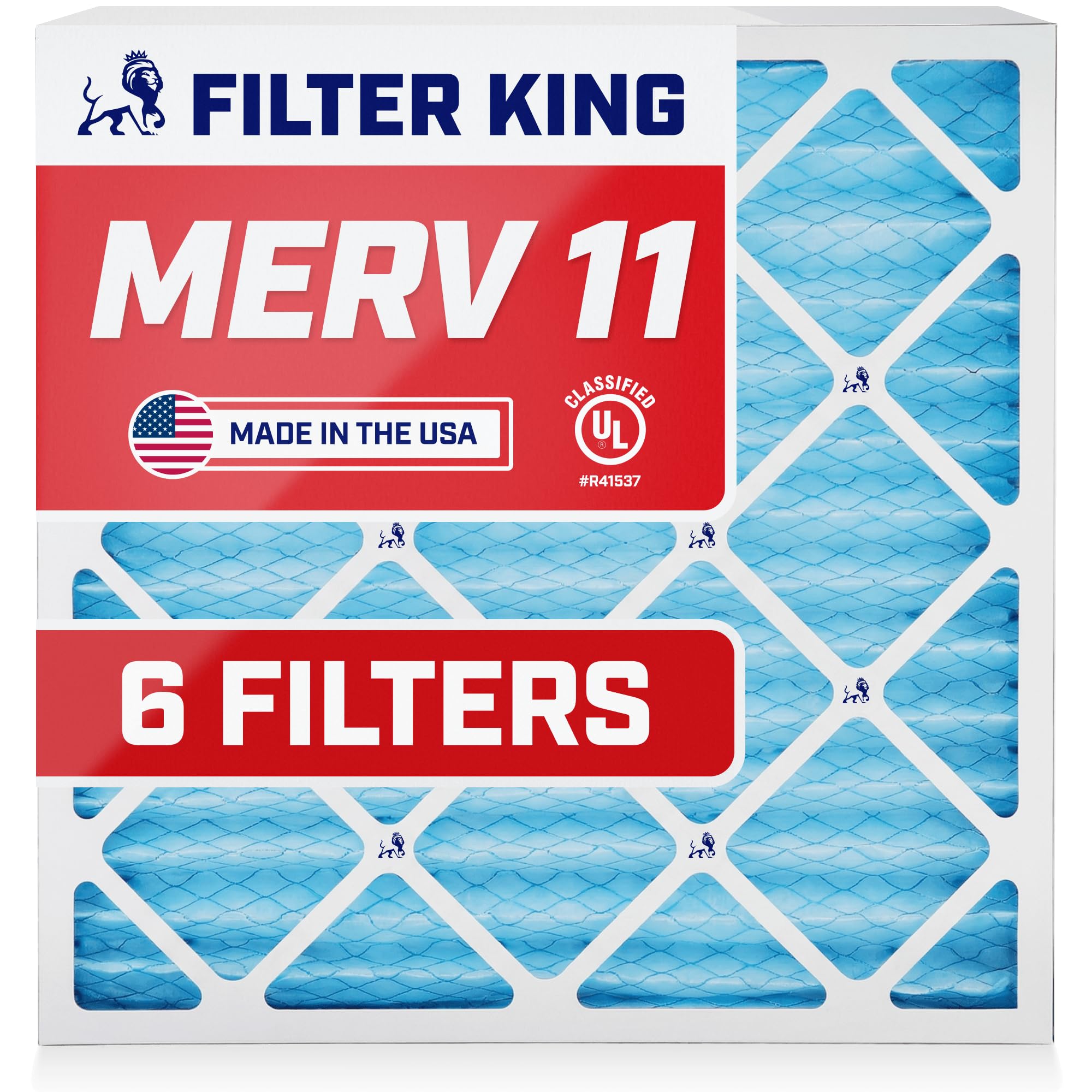 Filter King 19x23x1 Air Filter | 6-PACK | MERV 11 HVAC Pleated A/C Furnace Filters | MADE IN USA | Actual Size: 19 x 23 x .75"