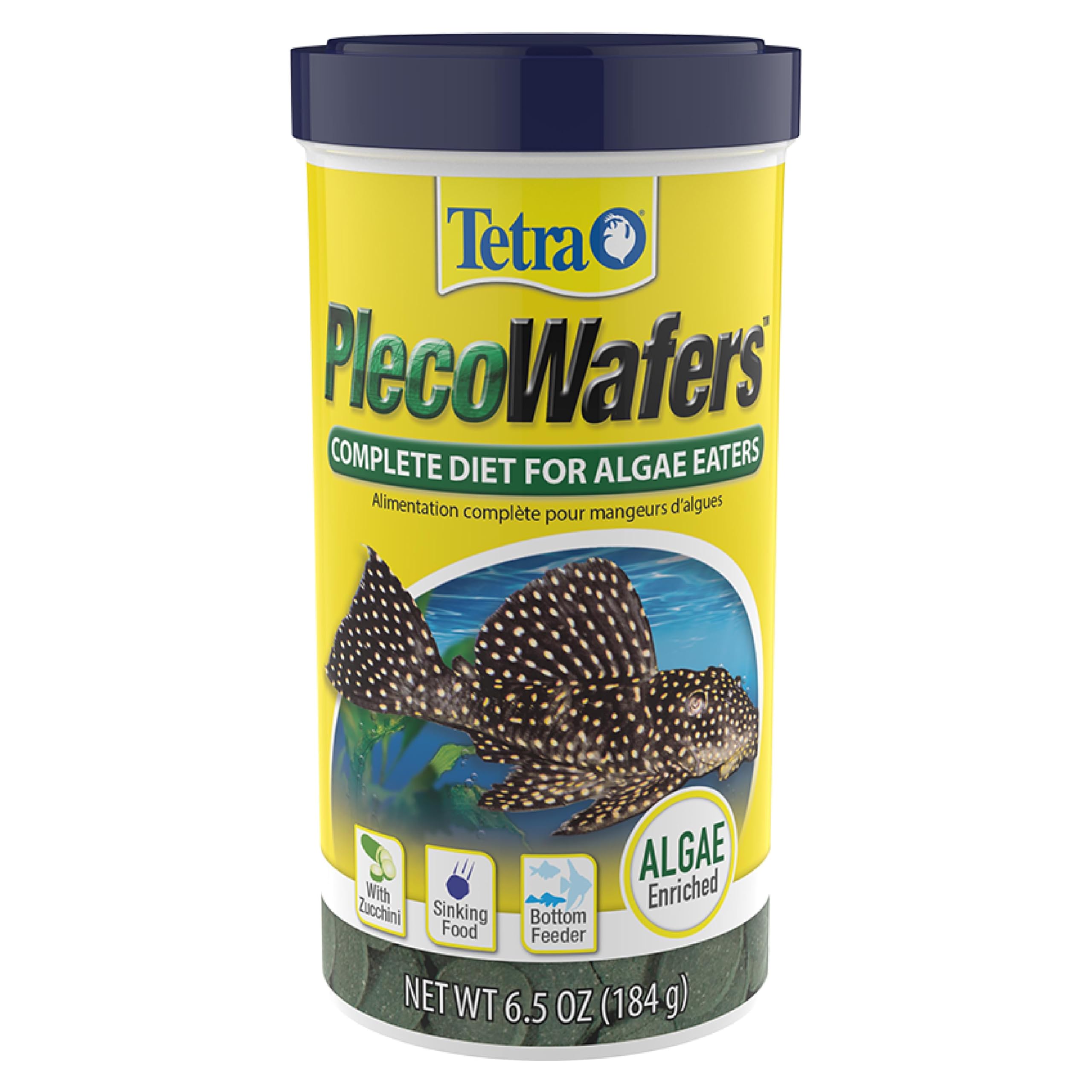 Tetra PlecoWafers for Algae-Eating Fish 6 5 Ounces Complete Daily Diet for Herbivore Bottom-Feeding Aquatic Pet Sinking Fish
