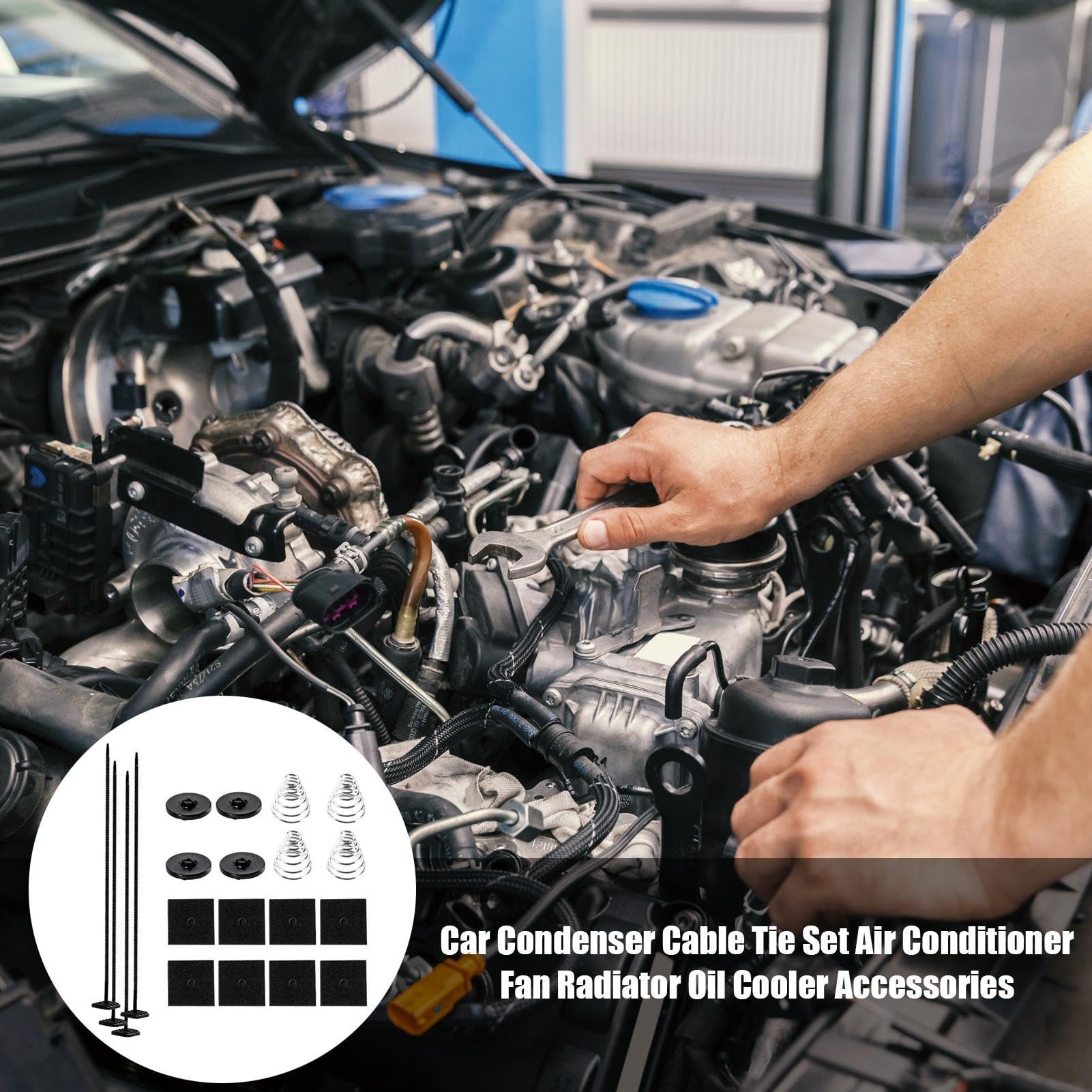 Kabelbinder Für Kühlerlüfter – Kabelbinder Für Elektrische Kühlerlüfter | Hitzebeständiger, Rutschfester Kühler- Und Kondensator-Montagesatz, Kfz-Lüfterkabelbinder F́ür Die Reparatur Von Autoklimaanla