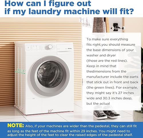 Miniatura 3 de Paquete de 2 pedestales de lavandería, pedestal de lavadora y secadora de capacidad de 700 libras, soporte resistente a prueba de golpes, soporte de