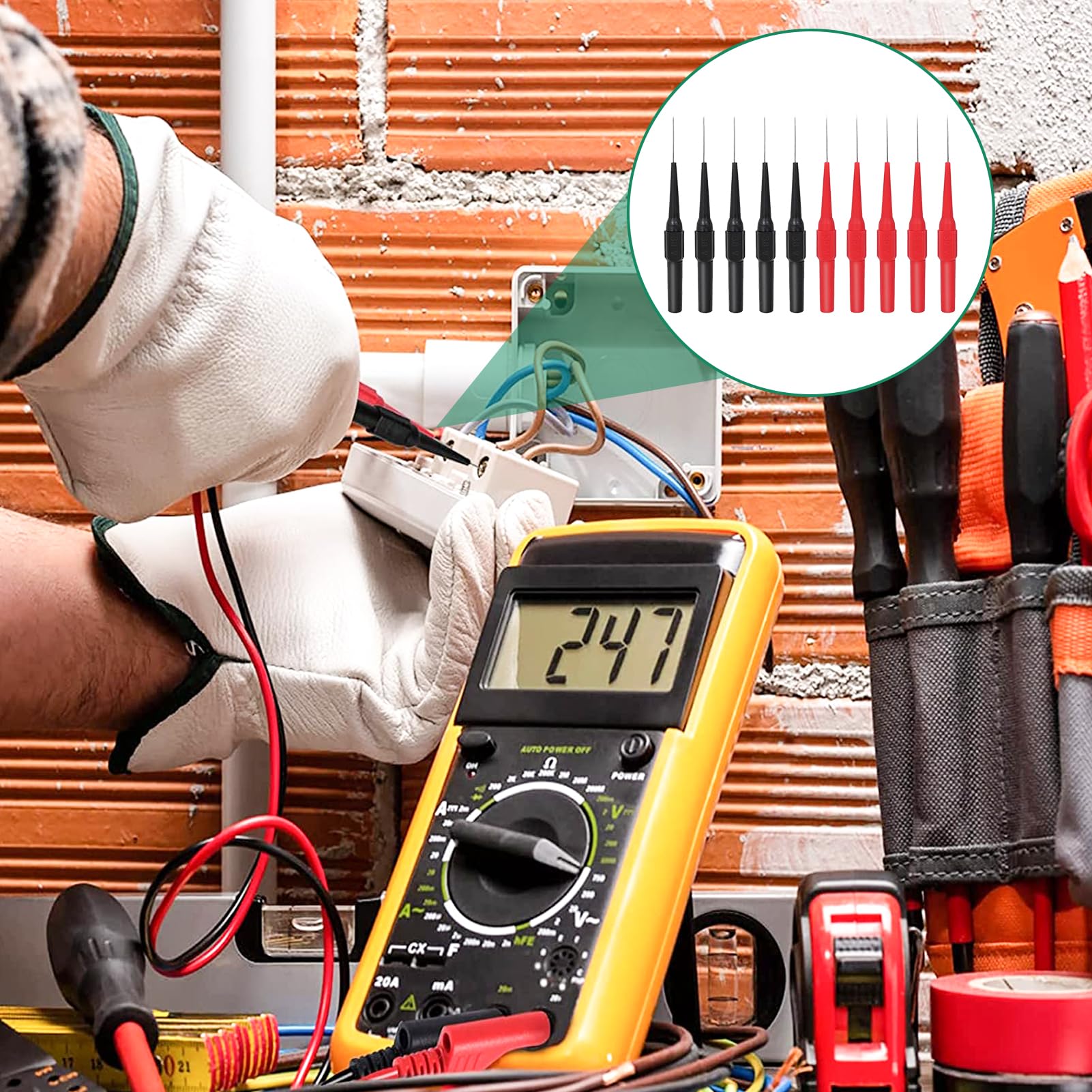 10 Sonde di Prova Multimetro, Puntali per Multimetro da 0,7 mm in Acciaio Inossidabile con Copertura Protettiva,Compatibili con la Maggior Parte dei Multimetri,per Misurazioni Elettriche Precise