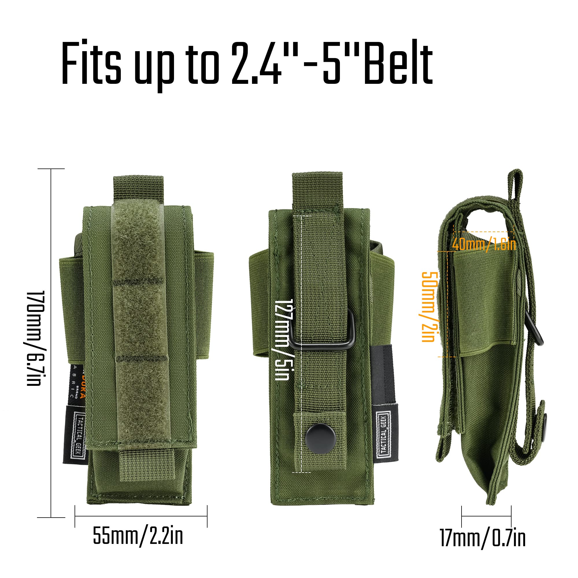 TACTICAL GEEK EXT8 MOLLE Funda para un Cargador de Pistola Funda táctica para Cargador de Pistola Funda para Cargador de Pistola Bolsillo para Herramientas Funda para Cargador de 500D Nylon