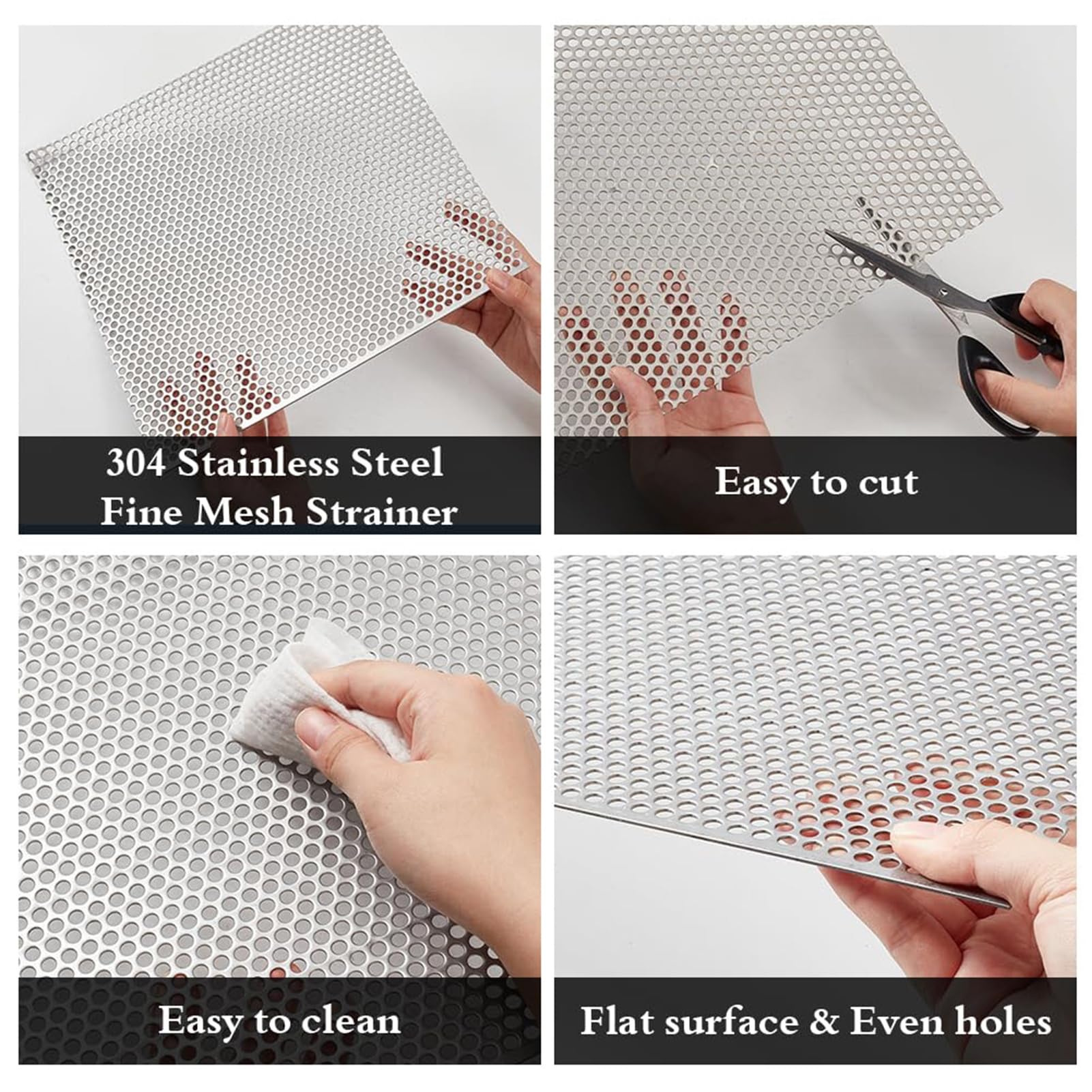 Chapas metálicas perforadas Hoja Perforada de Acero Inoxidable 304 Plata 10-40cm x 100-300cm(40cmx180cm)