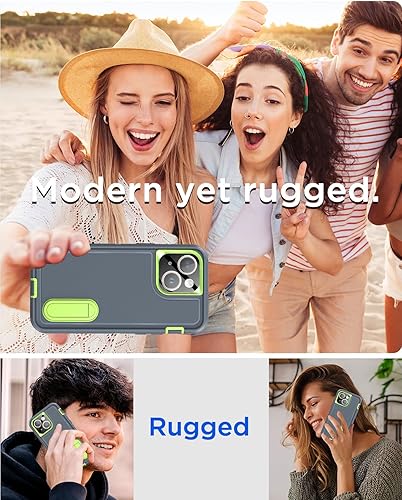 Miniatura 7 de AICase Funda para iPhone 14 Plus con soporte integrado con protector de pantalla de vidrio + lente de cámara, protección contra caídas de alta