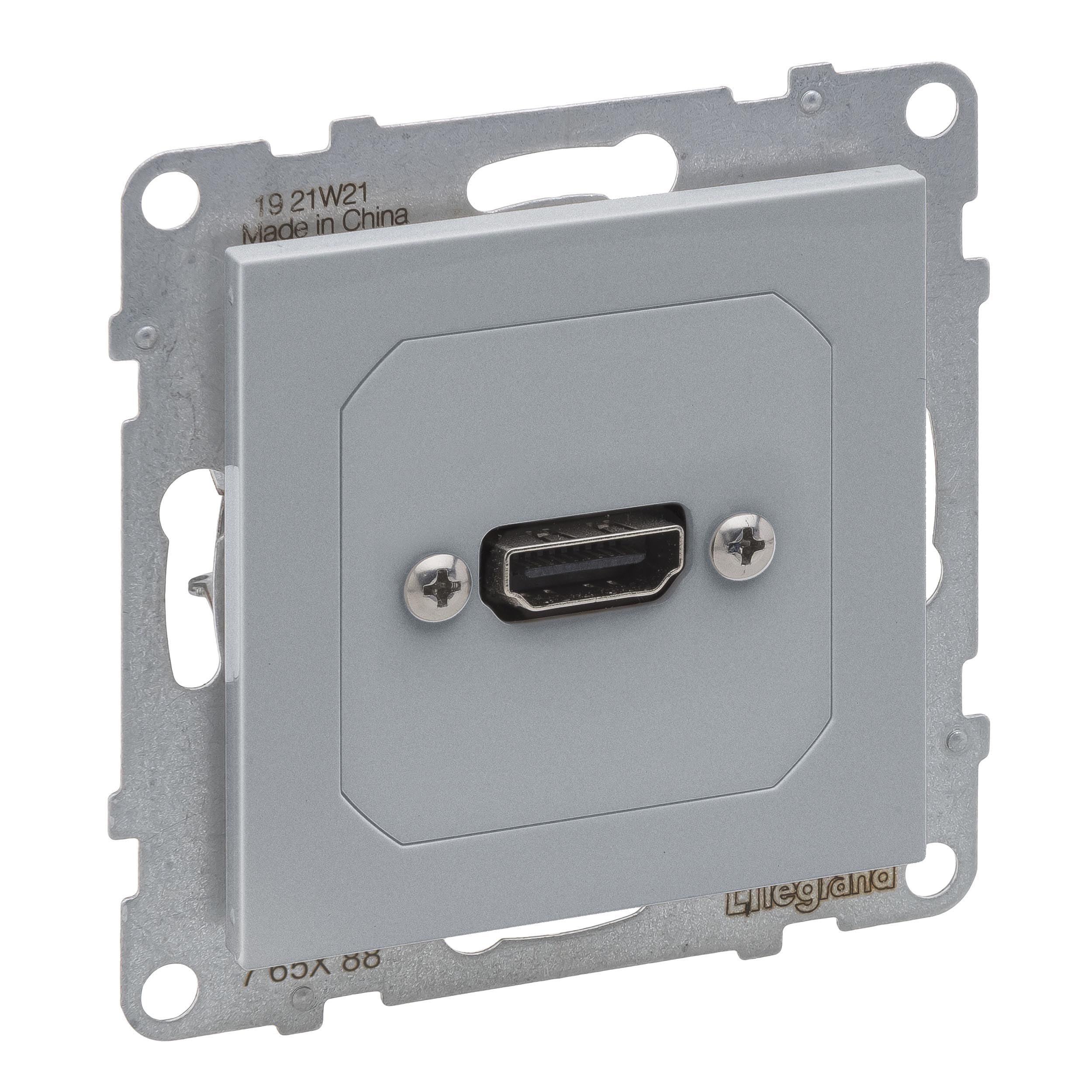 LEGRAND, Seano 765288 HDMI 1.3 Connection Unit Pre-Wired Insert Including Cover Cable 15 cm Aluminium