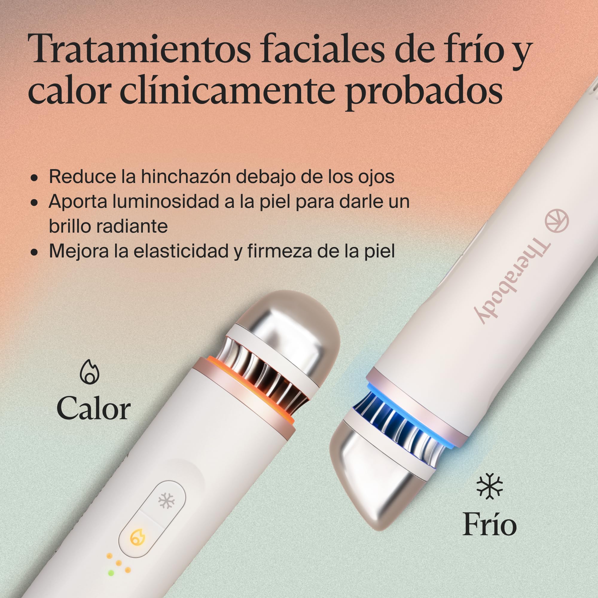 TheraFace Depuffing Wand de Therabody – Tratamientos faciales de frío y calor para reducir la hinchazón y dar luminosidad al rostro - Blanco