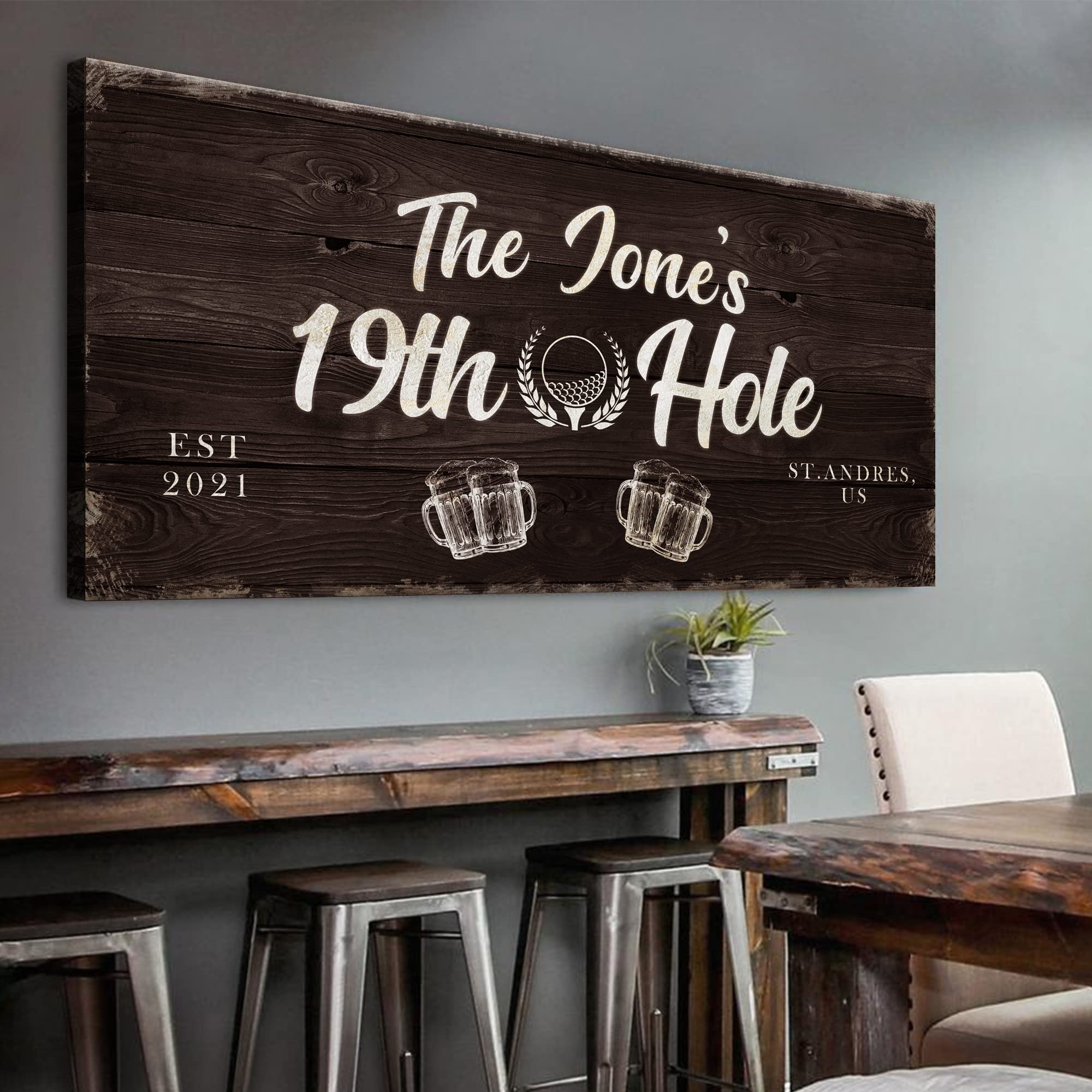 TAILORED CANVASES Golf Art Decor - Personalized Vintage Golf Wall Art Sign for Man Cave, Bedroom, Basement, Home Bar and Custom Gift for Husband, Dad,