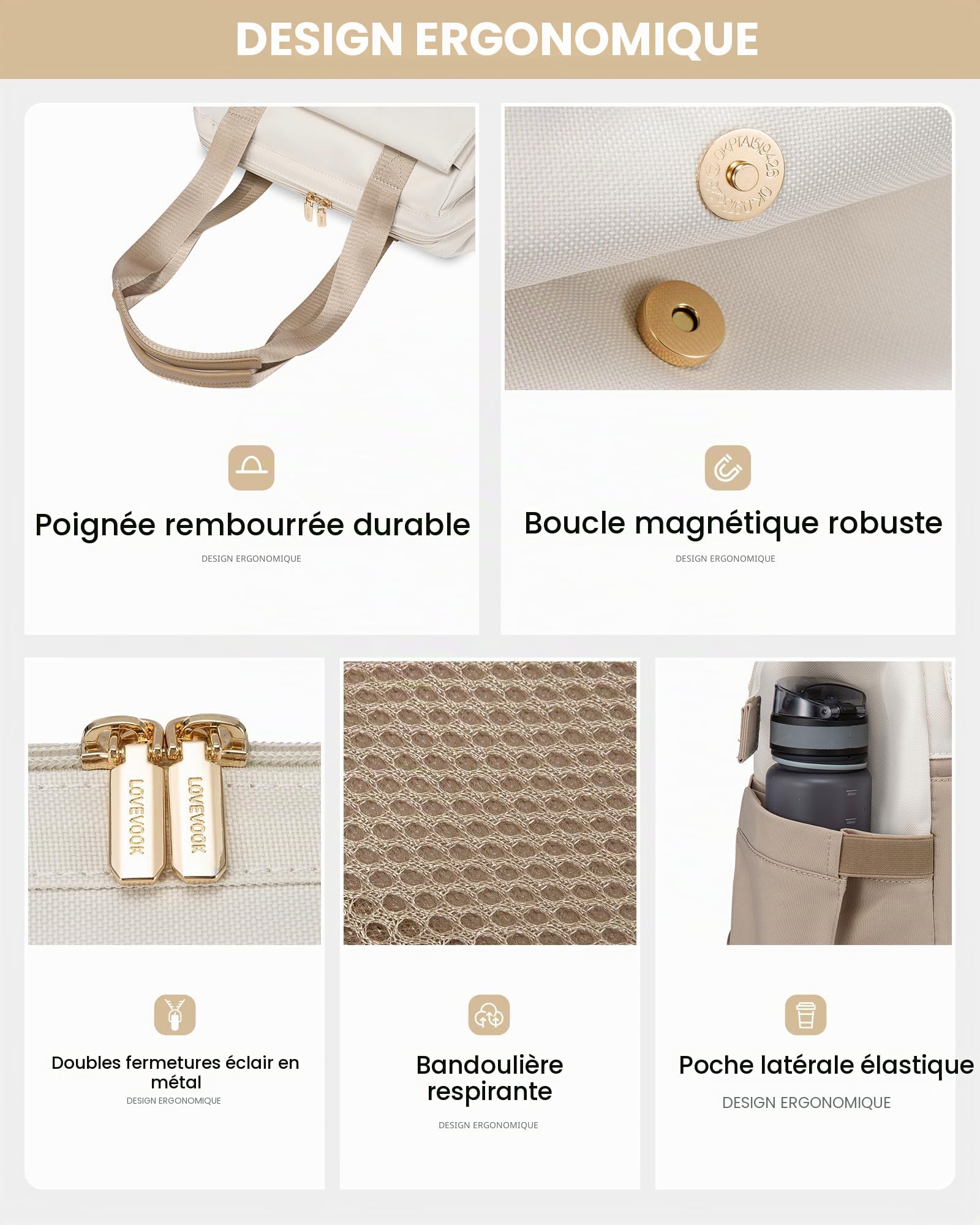 LOVEVOOK 17 Pouces Sac à Dos Ordinateur Portable pour Femme, Antivol et Renforcé de Voyage, pour Travail, College, École - Backpack Leger