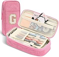 Vista 37 de Bolsa para lápices, Estuche para lápices para niñas y mujeres, estuche para lápices preppy, estuche grande inicial para lápices con cremallera