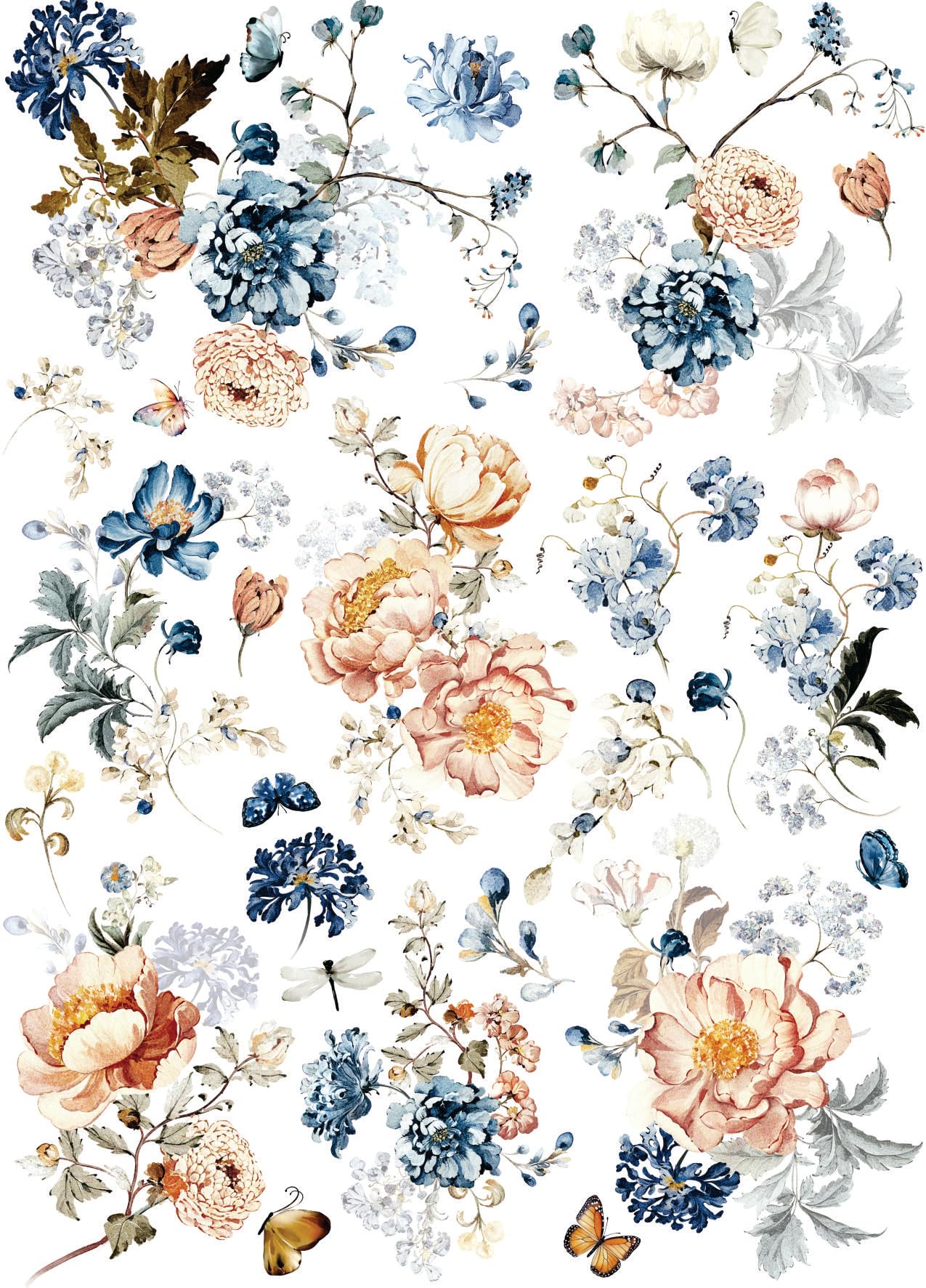 Blue Blush Rice Paper, 29 x 40cm (1pc) - for Furniture Poster Craft Decoupage by CRAFT KREATIVELY