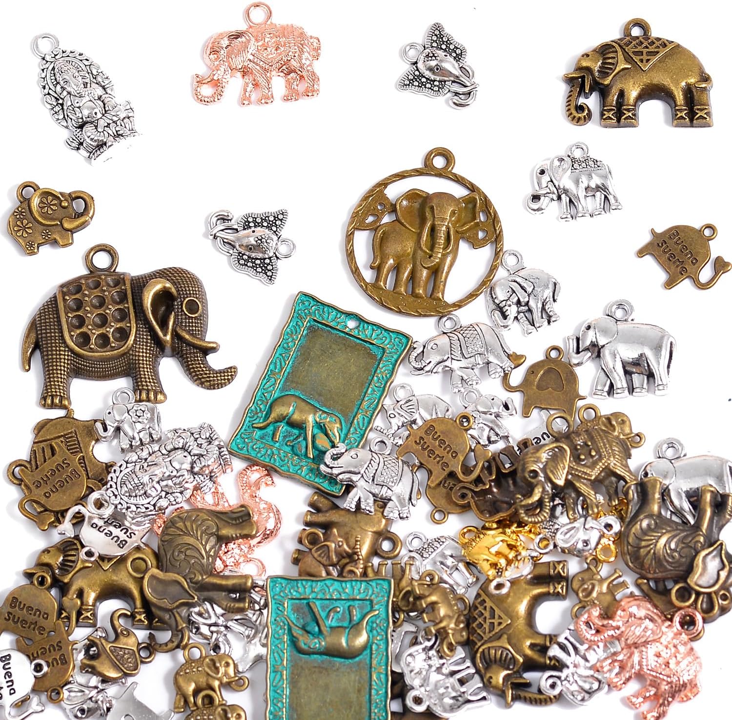 100g Metal Pendant Charms for Jewelry Making, Bulk Silver & Gold Plated Charms for Braclet Necklace Crafts, Animal Plant Flower Pet and so on