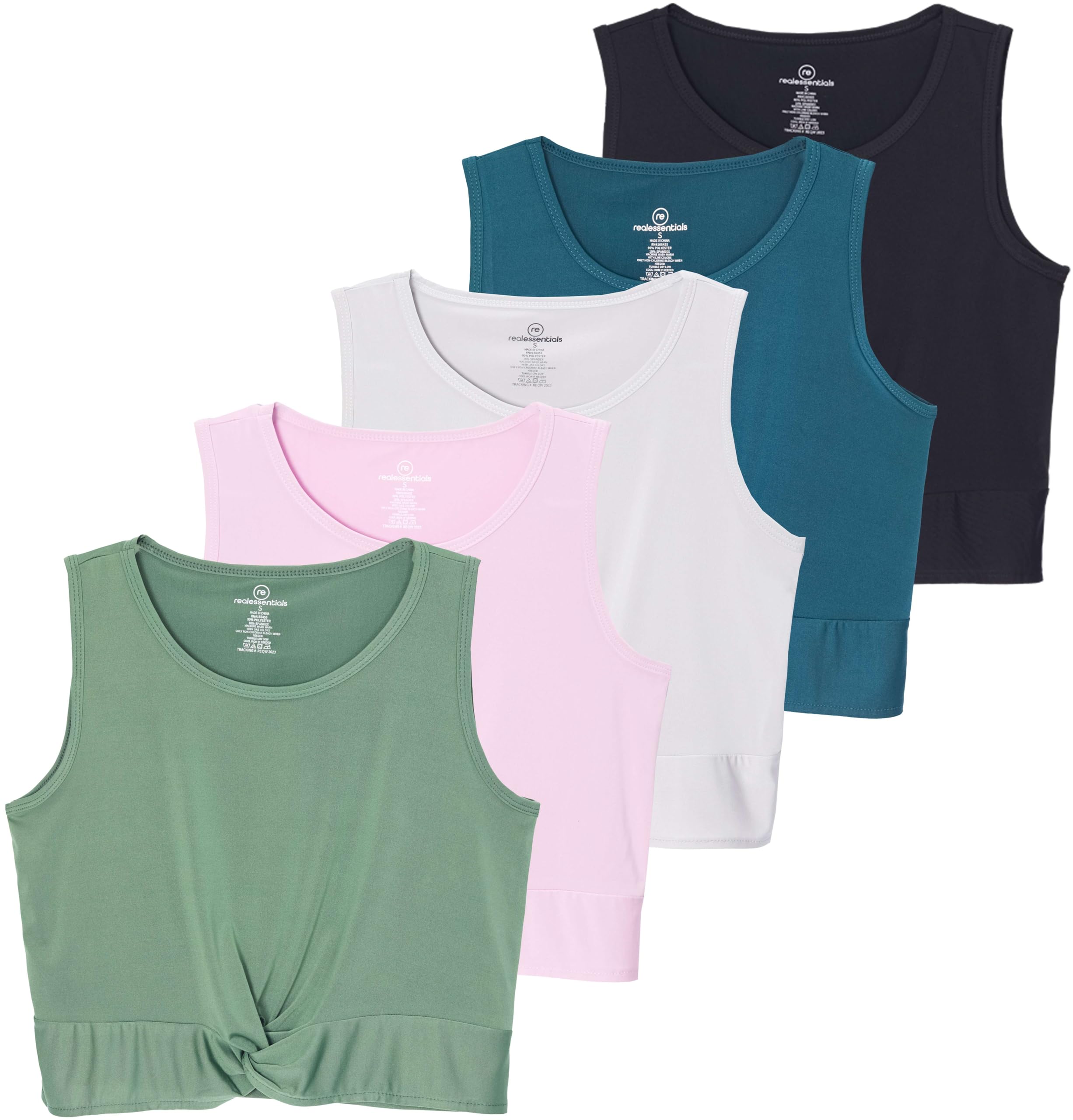 5 Pack Womens Workout Tank Tops Cropped Athletic Shirts Tanks Yoga Exercise Sleeveless Gym Sports Crop Top Ladies Dance Twist Front