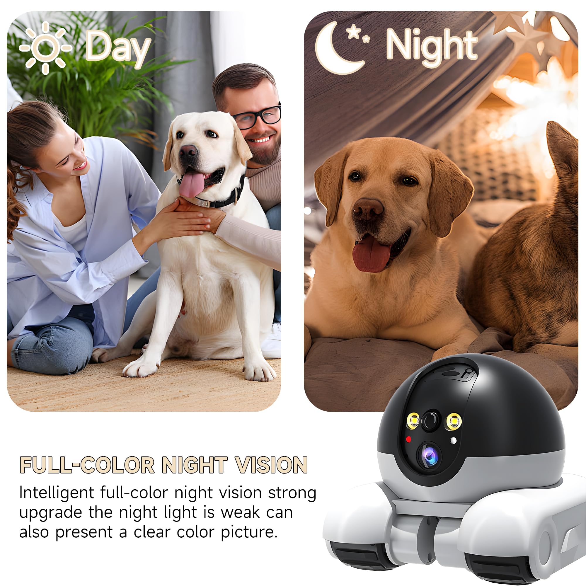 Pet Camera, 1080p Security Camera for Home, Movable Robot Pet Cam Indoor with Phone App, Wireless Dog/Cat/Baby Monitor WiFi Version+32G SD Card, 2-Way Talk, Night Vision, Motion Detection