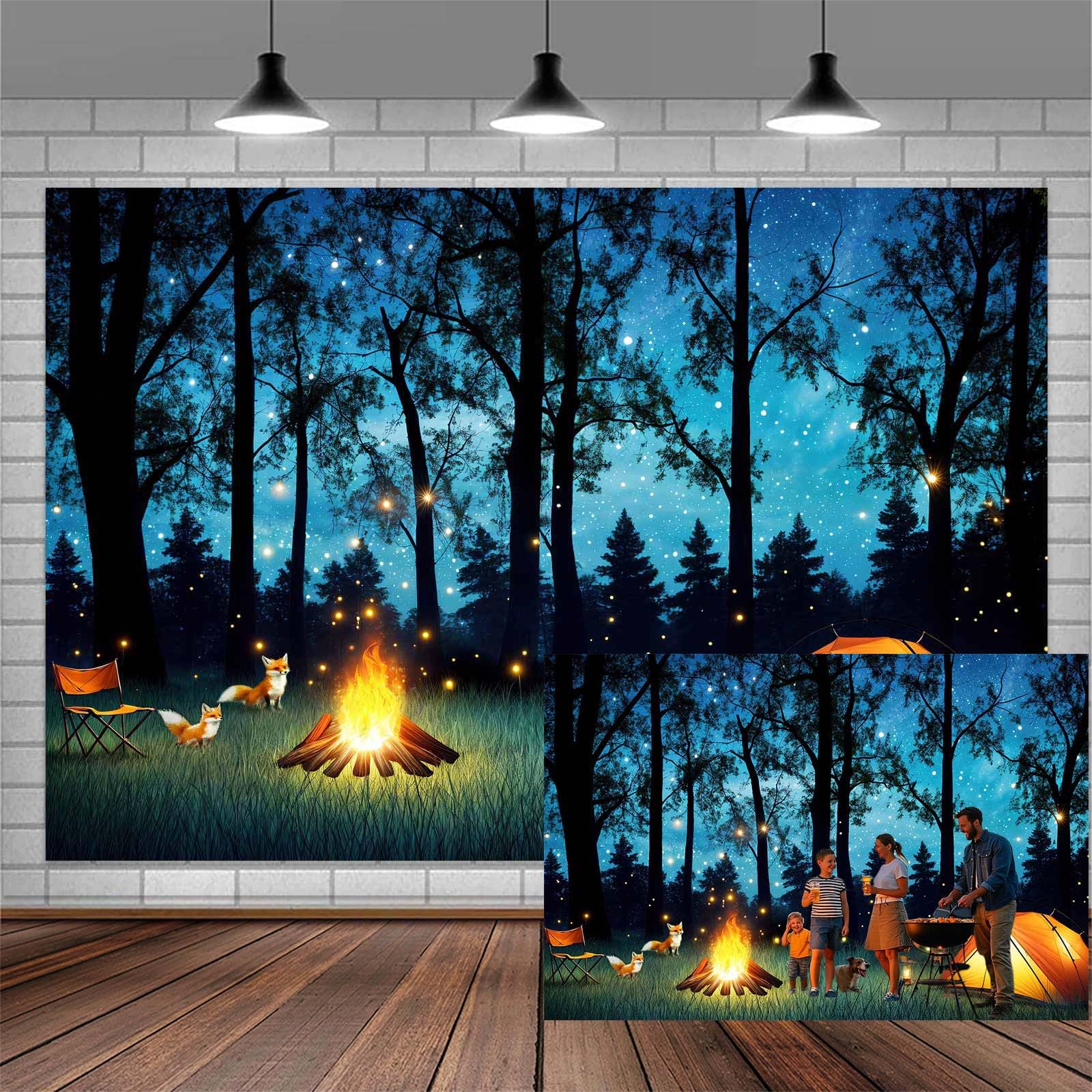 10x8ft Camping Forest Scene Photography Backdrop Adventure Camper RV Kids Photography Backdrop Farmhouse Travel Trailers Party Decor Photo Backdrops
