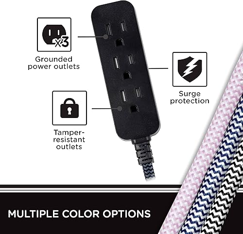 Vista 9 de Cable de extensión para estación de carga de USB Cordinate 41691, de diseño, conector múltiple con protección de sobrecarga eléctrica 2 tomas
