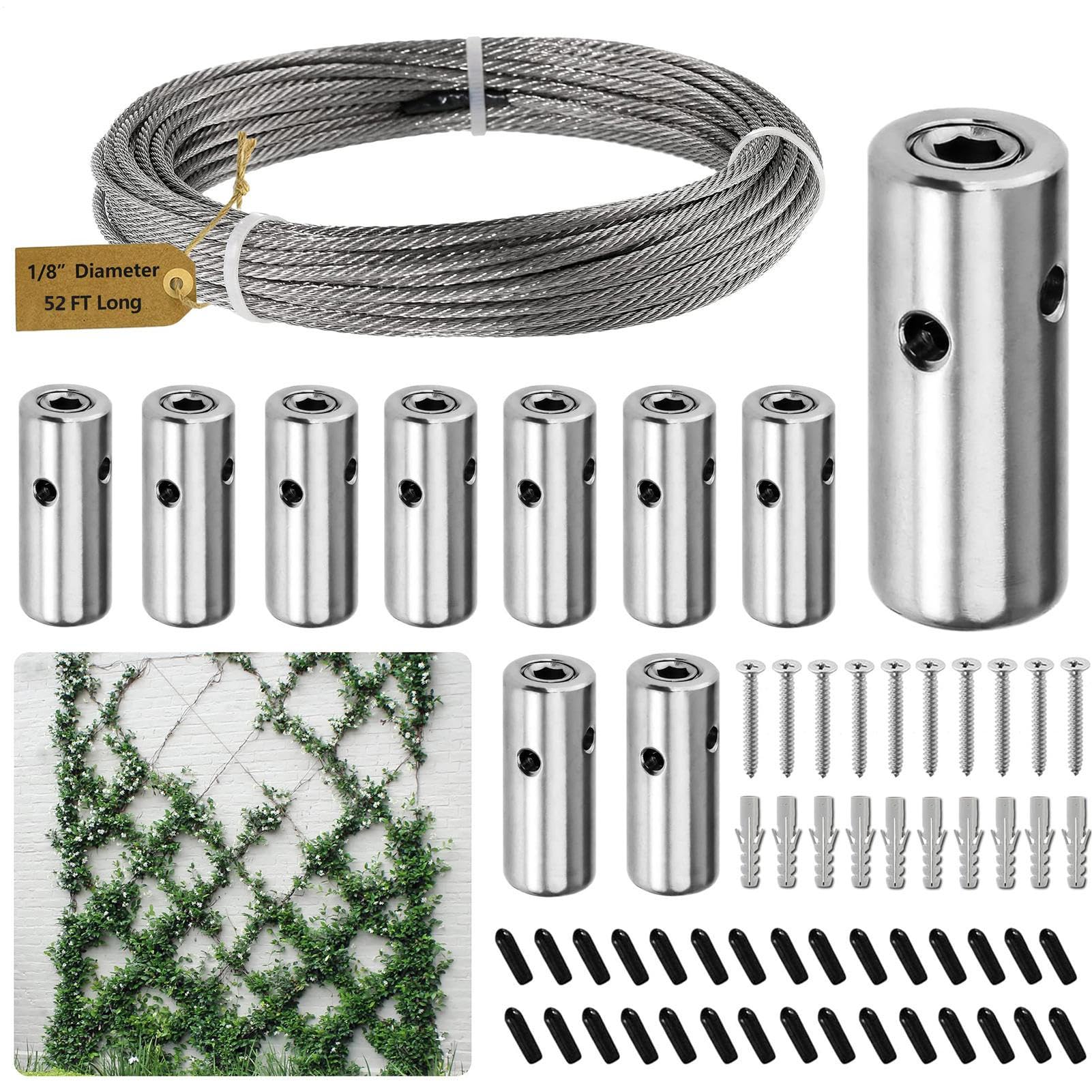 Kit portátil de soporte de alambre de acero inoxidable, enredaderas de | jardín, de entrenamiento con anclajes de expansión, tornillos y cilíndricos