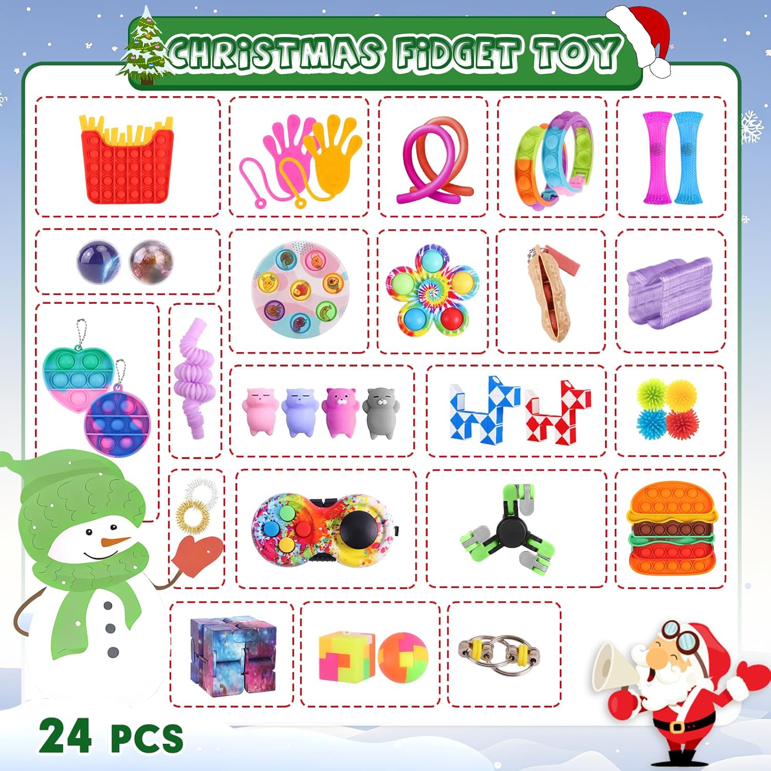 Advent Calendar Children with 24 Pcs Fidget Toys Advent Calendar 24 Days Christmas Countdown Calendar of Sensory Surprise Party for 3-12 Years Old Children Boys Girls - Image 2