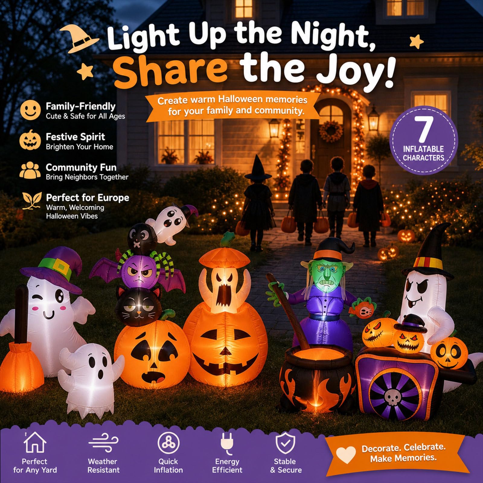 Decorazione di Halloween per Interni Ed Esterni: Gonfiabile, per Halloween Raffigurante Una Strega con Scopa, Adatta per Portici D'Ingresso E Feste al Chiuso. G
