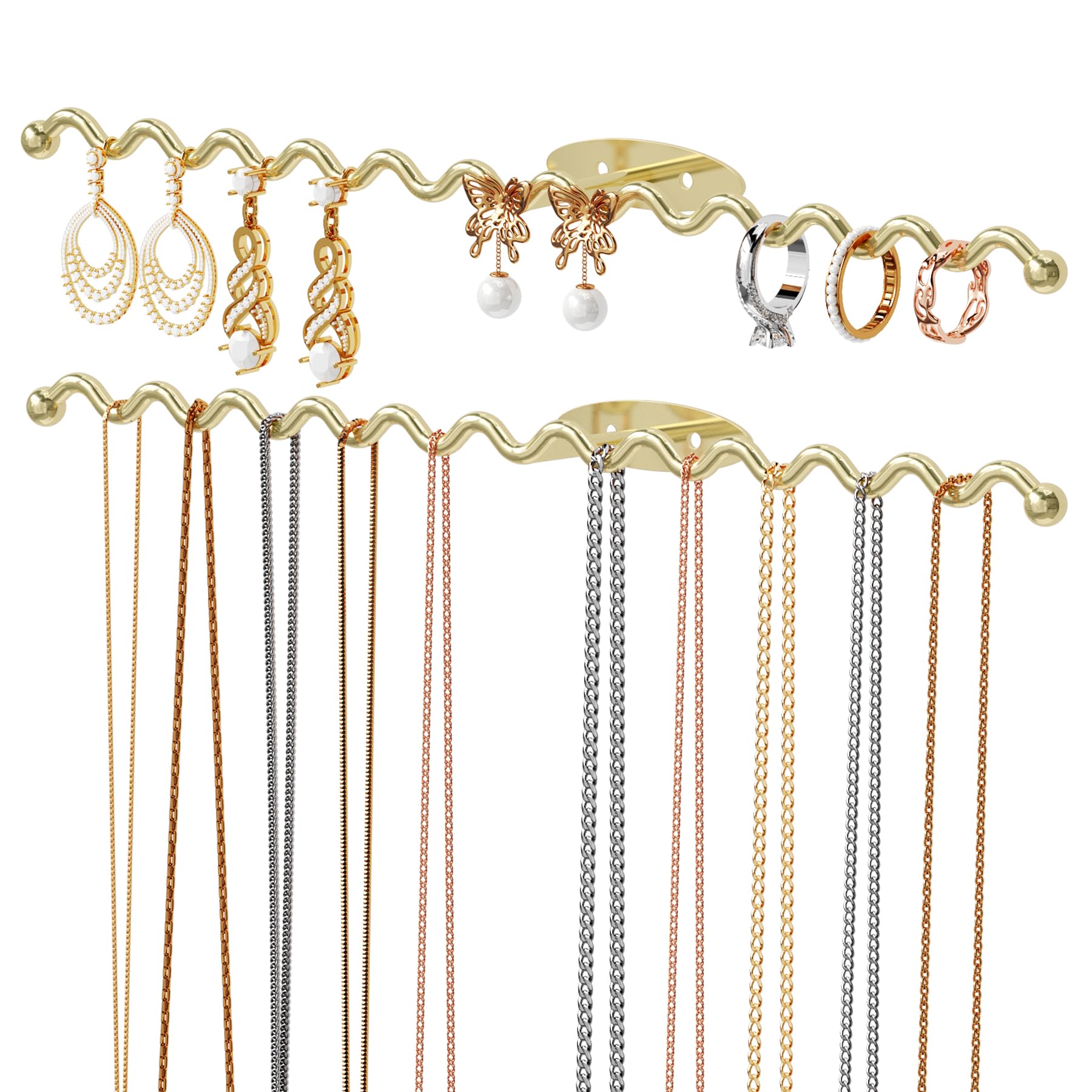 Organisateurs de bijoux muraux NiHome : gagnez de la place au dressing avec ces 2 supports dorés