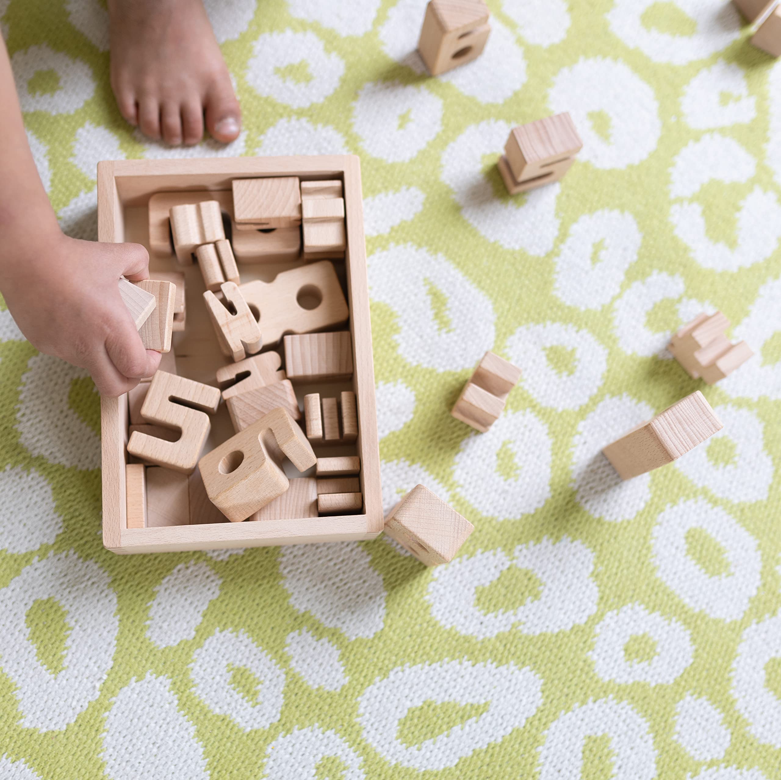 SumBlox Mini Set Base 38 Mattoncini Numerici In Legno Di Faggio + 80 Carte Attività Gioco Montessori