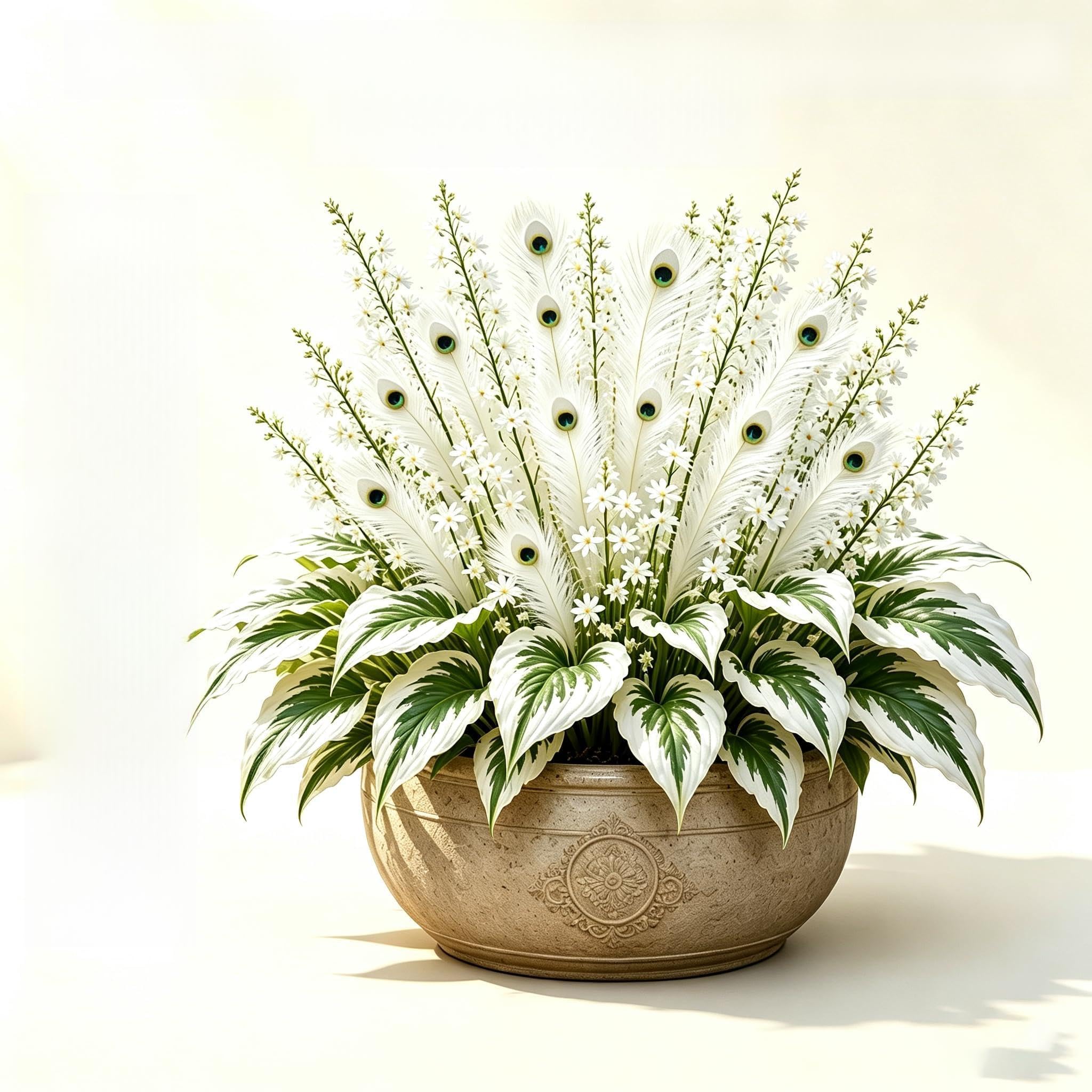 White Feather Hosta Bulbs Flower Bulbs Perennial Easy Grow for Garden Displays-8 Rhizomes-E