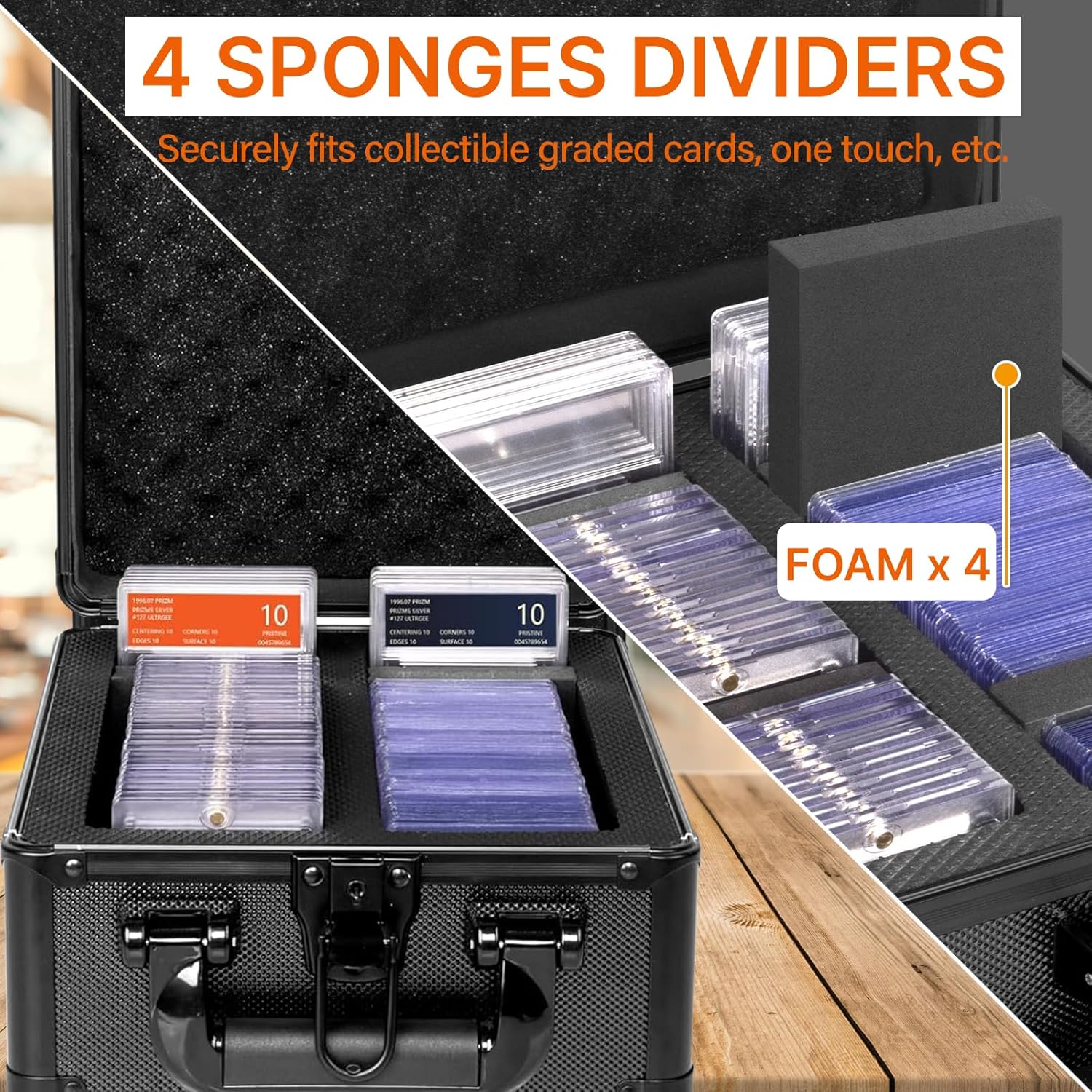 Graded Card Storage Box Case, Sports Trading Card Box - Cards Slab Case Fits PSA MTG CSG BGS SGC Top Loaders Magnetic Card Holder, Waterproof Carrying (Mid-Range)