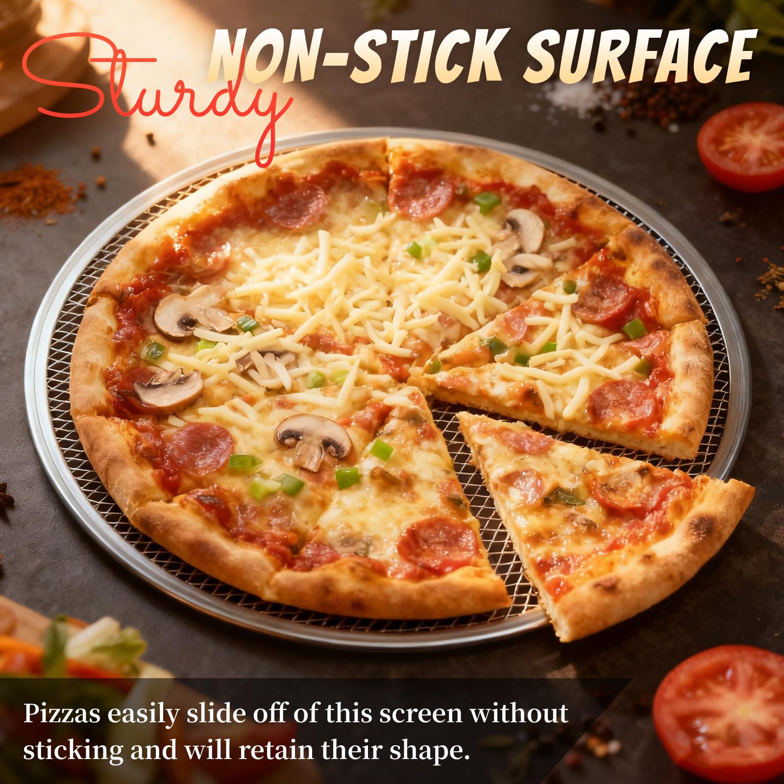 Honeydak Faltbares Pizza-Pfannenregal mit 7 35,6 cm großen Pizza-Backsieben für kompakte, bequeme und einfache Lagerung, Heim-Restaurant