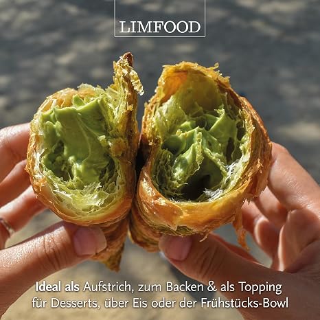 Limfood 190 g Pistachio Cream Sweet - 45% Pistachio Content - Made in Bronte (Italy) - Sweet Spread - High Nut Content Palm Oil Free