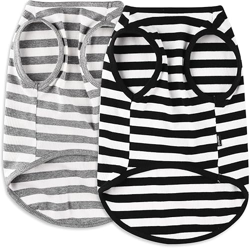 Miniatura 21 de Camisa para perro, ropa a rayas para perro, chalecos elásticos de algodón suave para perros pequeños, medianos y grandes, ropa para cachorros, ropa