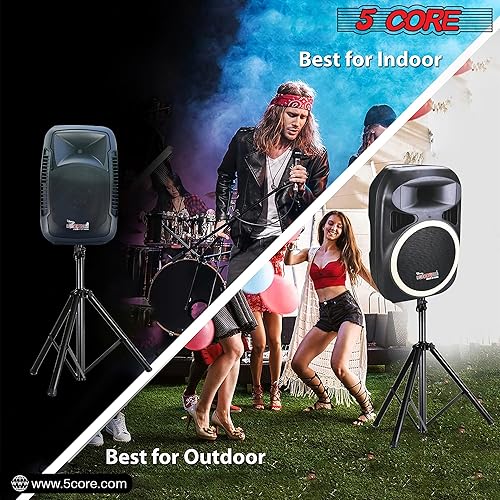 Miniatura 8 de 5 Core Soporte de altavoz PA universal para altavoces grandes, negro de 4 pies, trípode de 4 pies, altura ajustable de 68 a 50.4 in en el escenario,